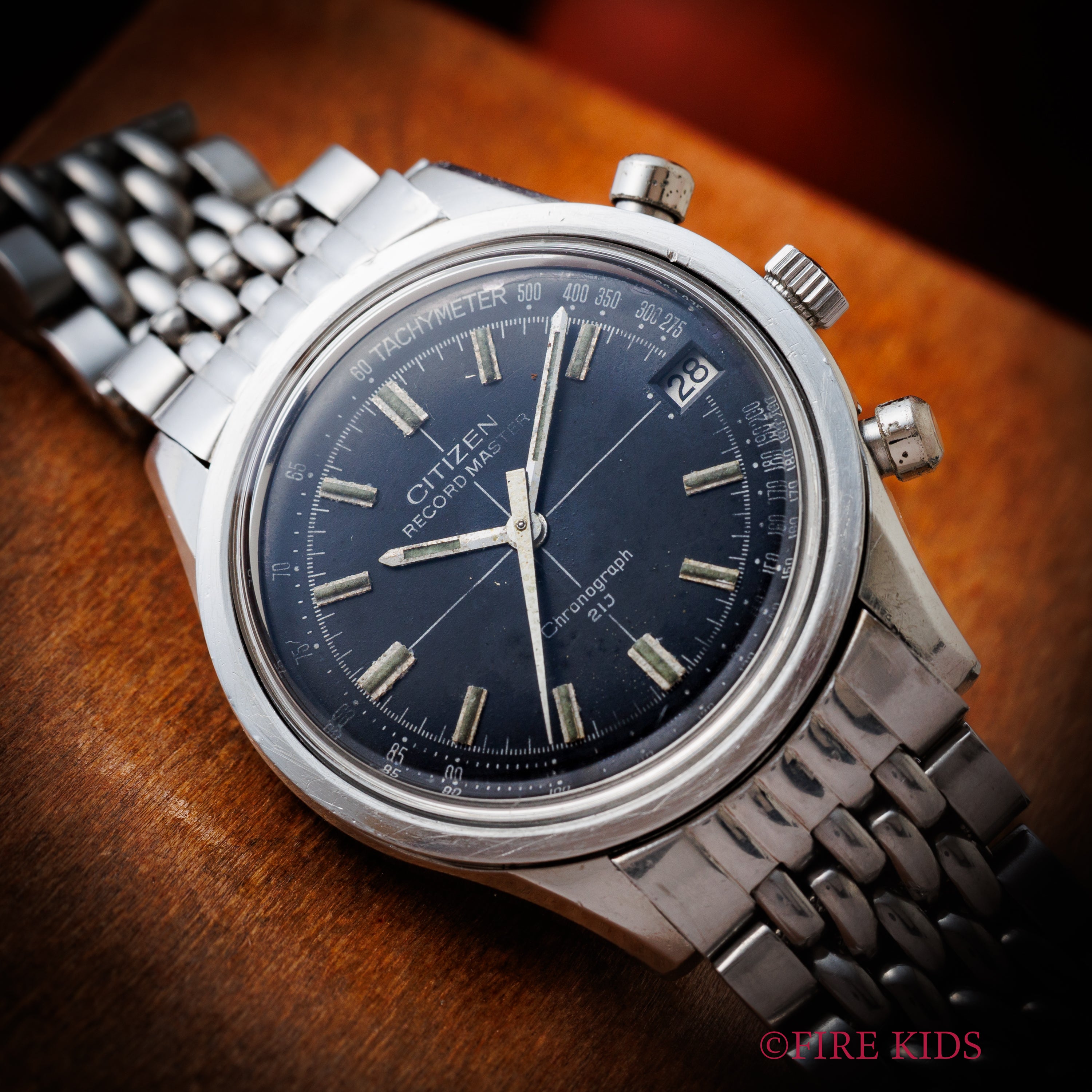 シチズン レコードマスター 1973年製 手巻き ブラックダイヤル フライバック機能付き