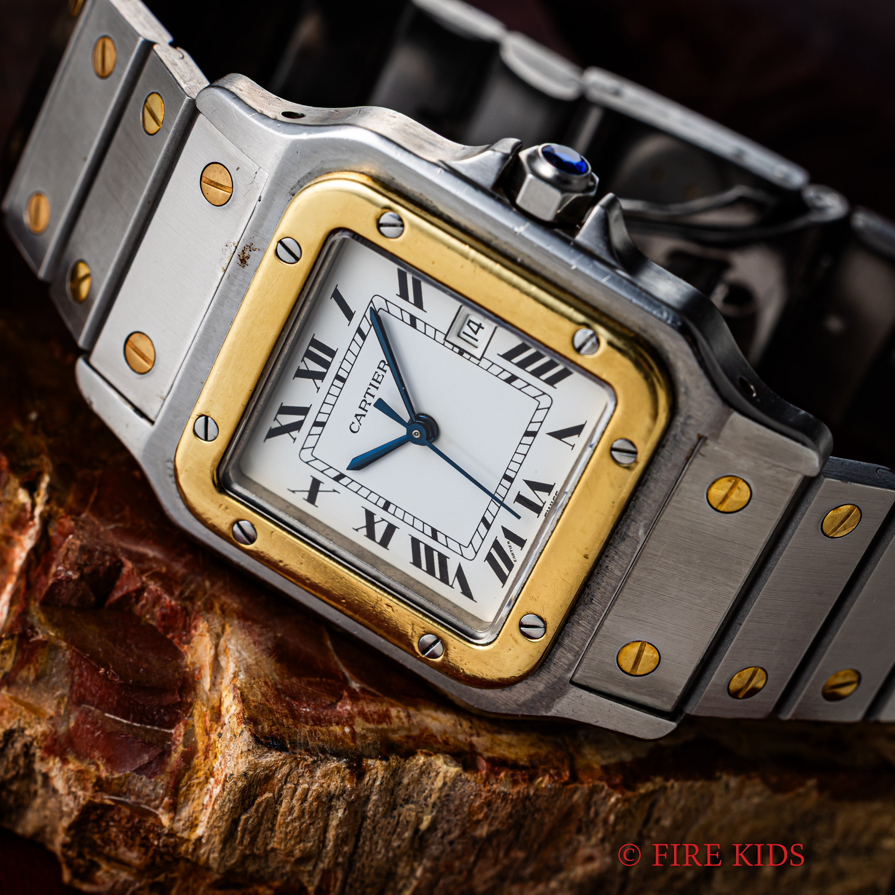 カルティエ サントス LMサイズ コンビ 自動巻き 1980年代製 ホワイトローマンダイヤル