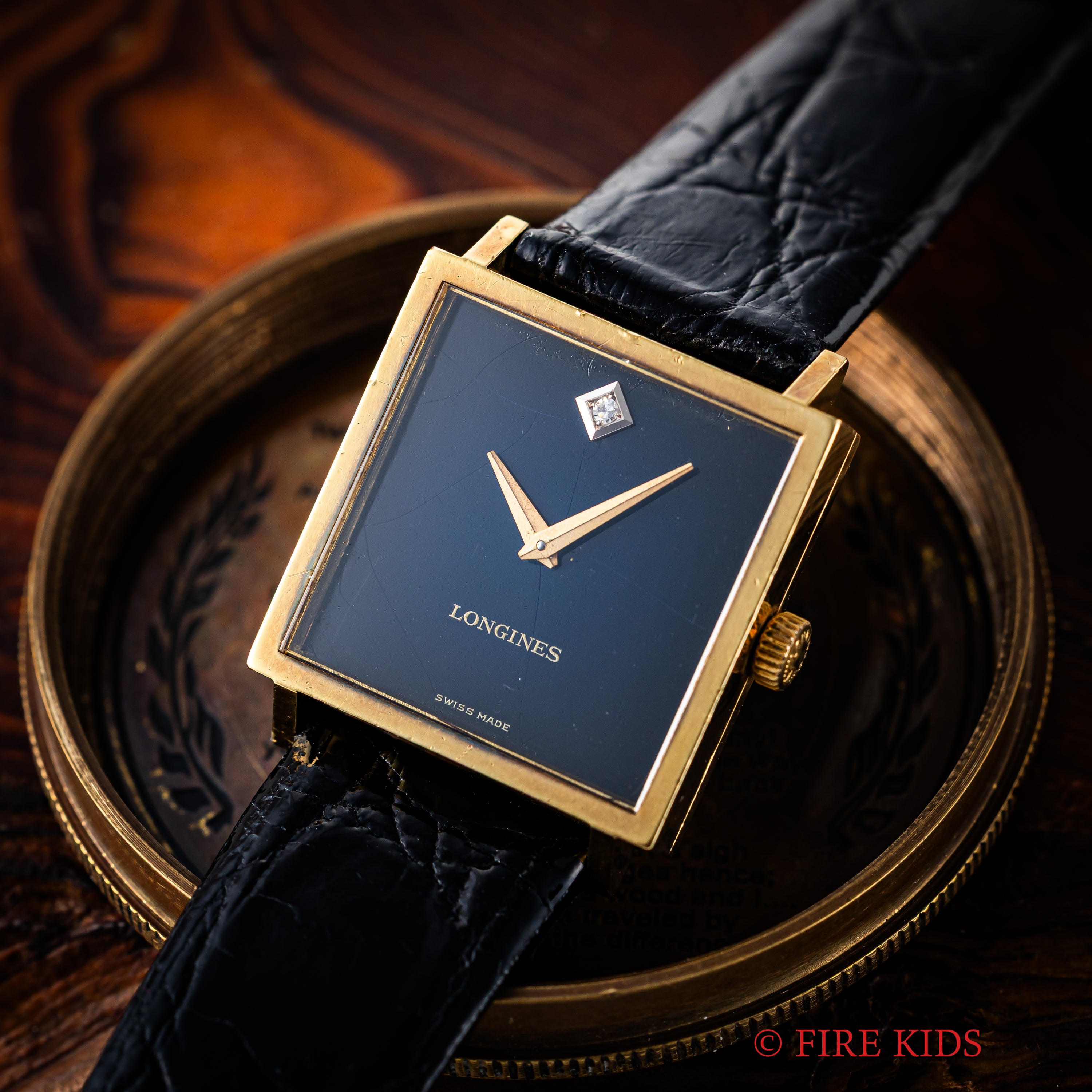 ロンジン スクエア 18金無垢イエローゴールド ダイヤ 1970年代製 手巻き Ref.4043 Cal.528