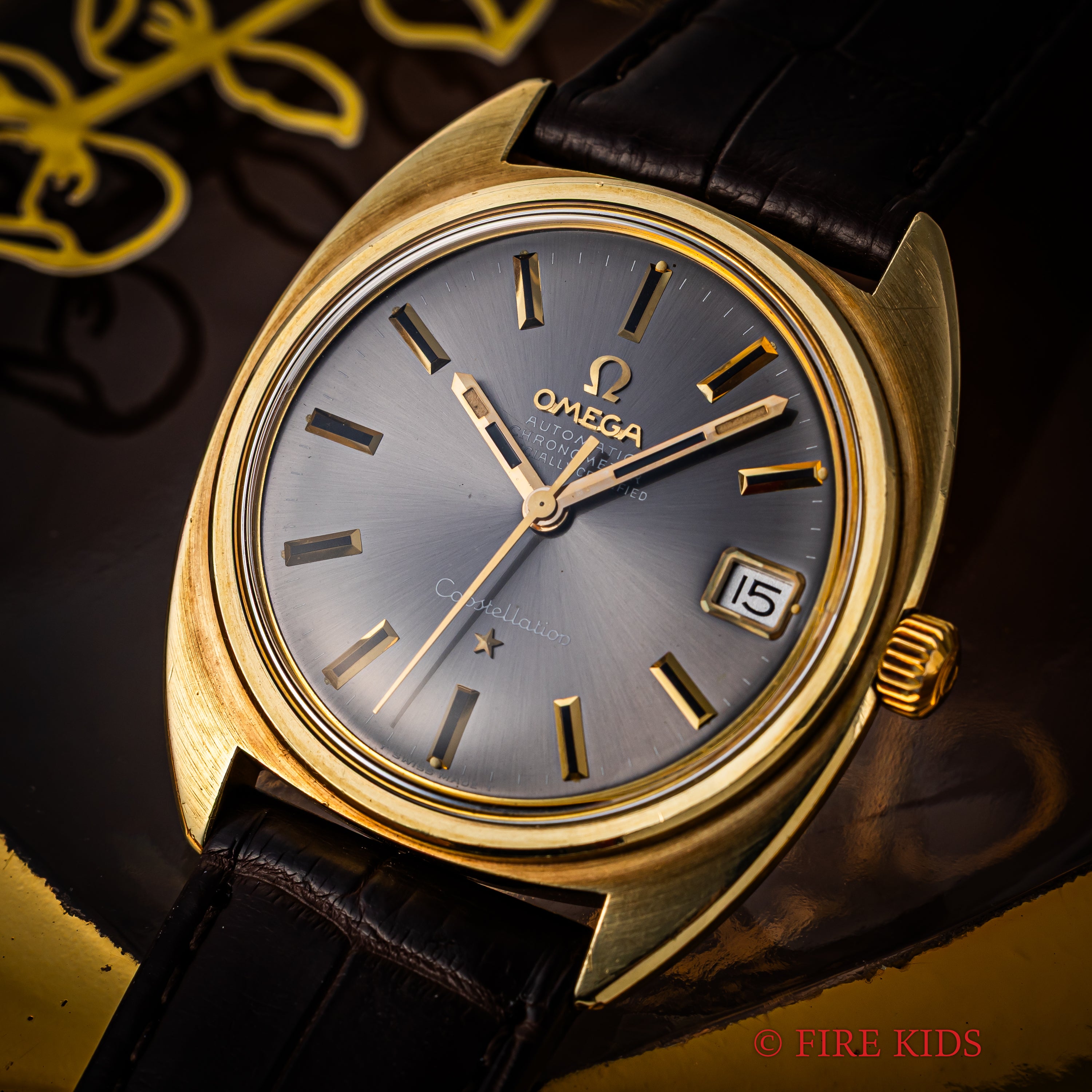 オメガ コンステレーション トップゴールド グレーダイヤル 1969年製 ジェンタデザイン Ref.168.017SP