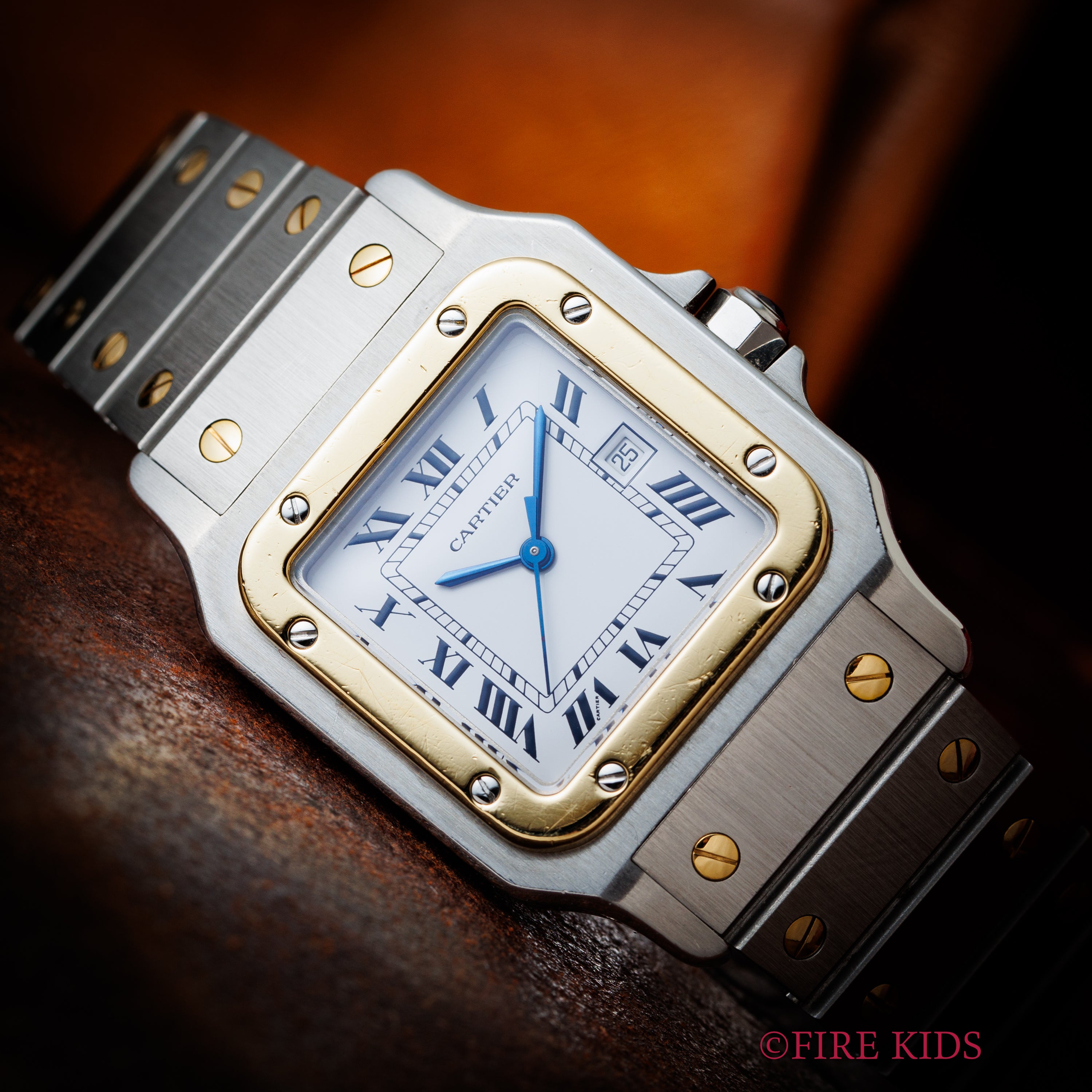 カルティエ サントス LMサイズ コンビ 自動巻き 1980年代製 ホワイトローマン