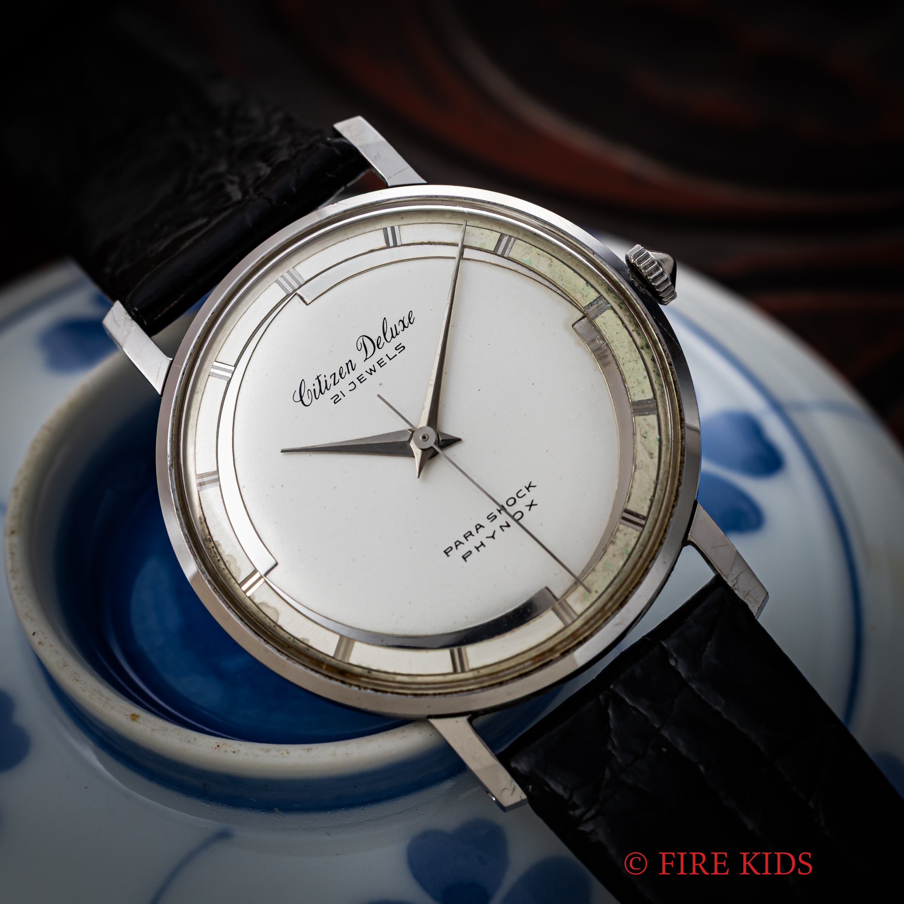 シチズン デラックス 1960年製 変わり文字盤 オリジナル革ベルト付き