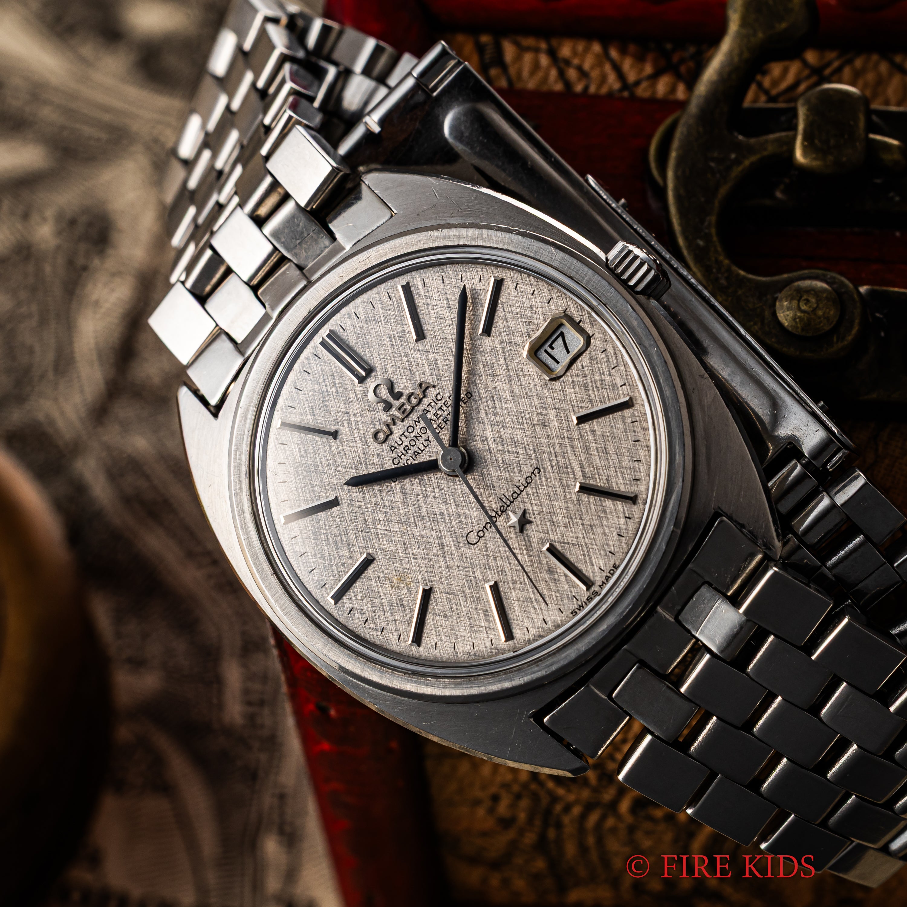 オメガ コンステレーション 1969年製 Ref.168.017 ジェンタ前期型 リネンダイヤル クロノメーター自動巻 純正ブレス