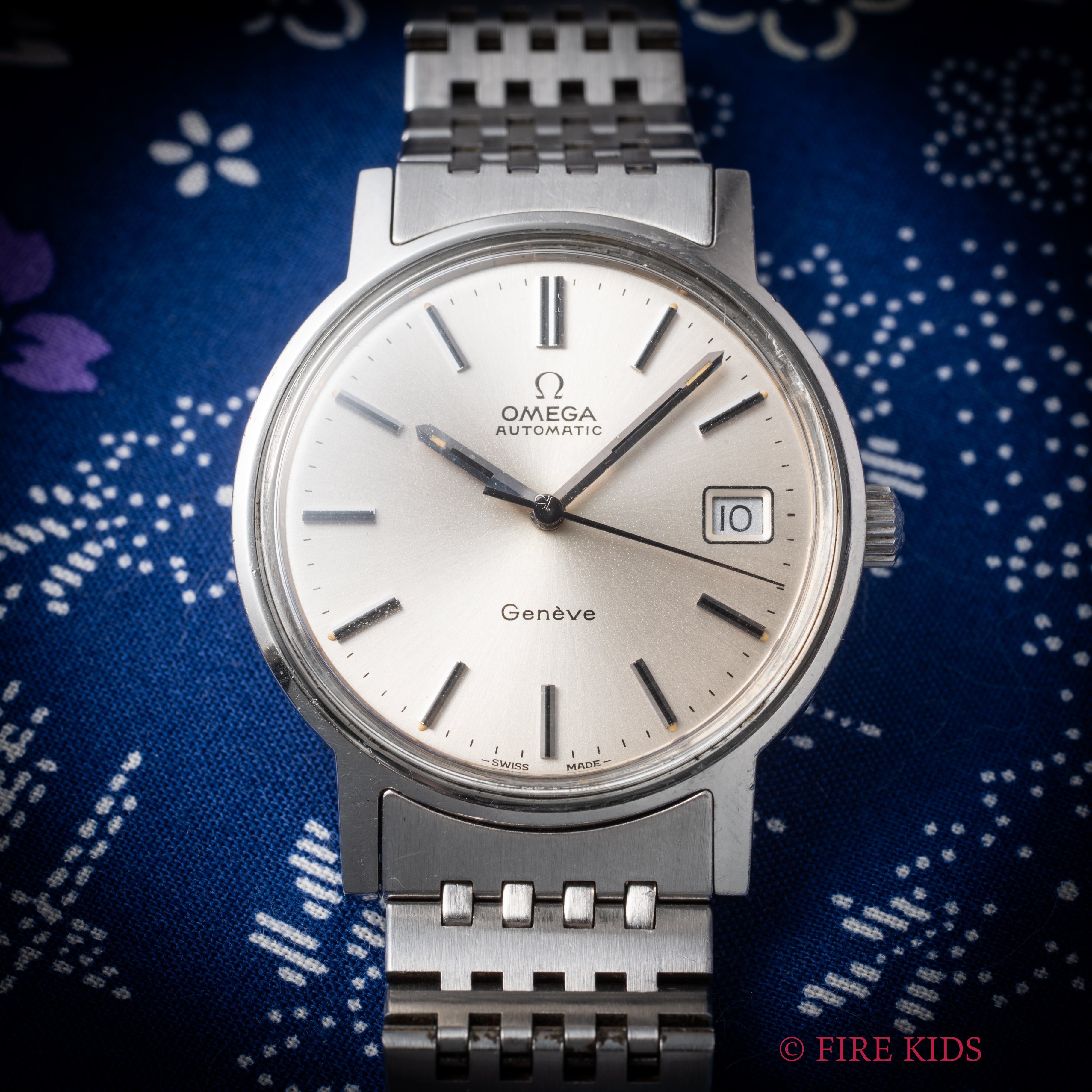 オメガ ジュネーブ 1973年製 シルバーダイヤル 純正ブレス付き ハイビート自動巻き