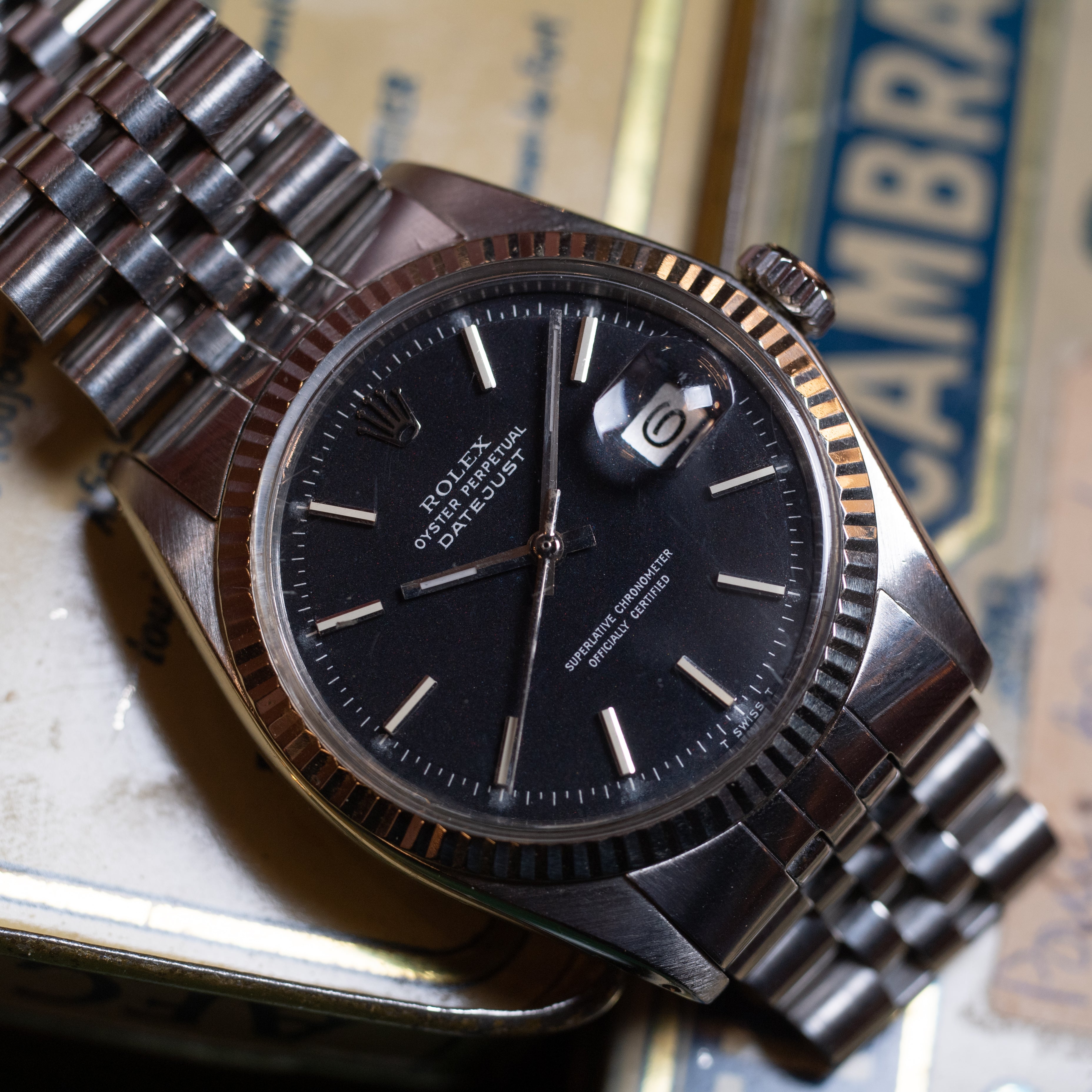 ロレックス デイトジャスト 1969年製 Ref.1601 ブラックダイヤル レッドアイ