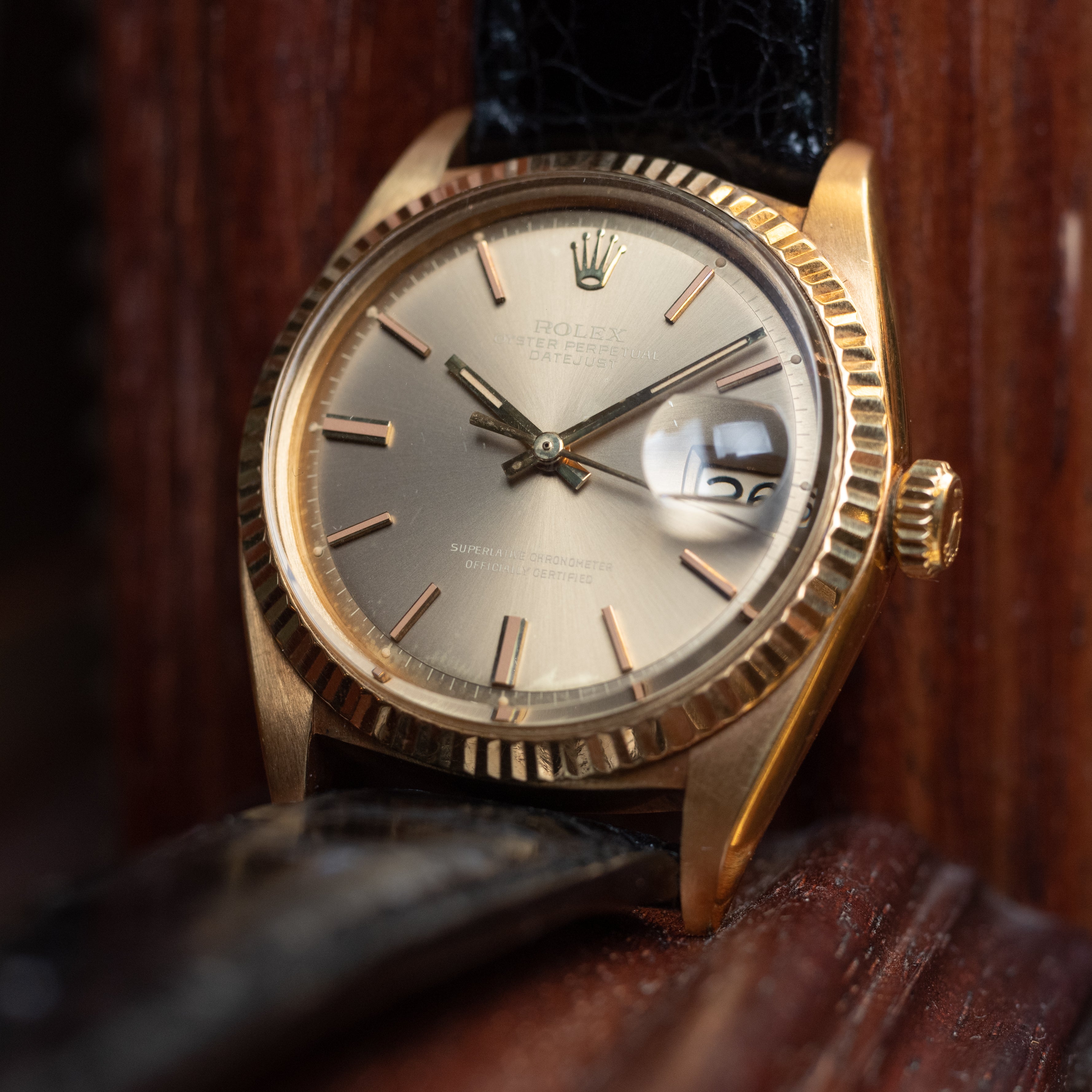 ロレックス デイトジャスト 1971年製 18KYG Ref.1601 グレーゴーストダイヤル