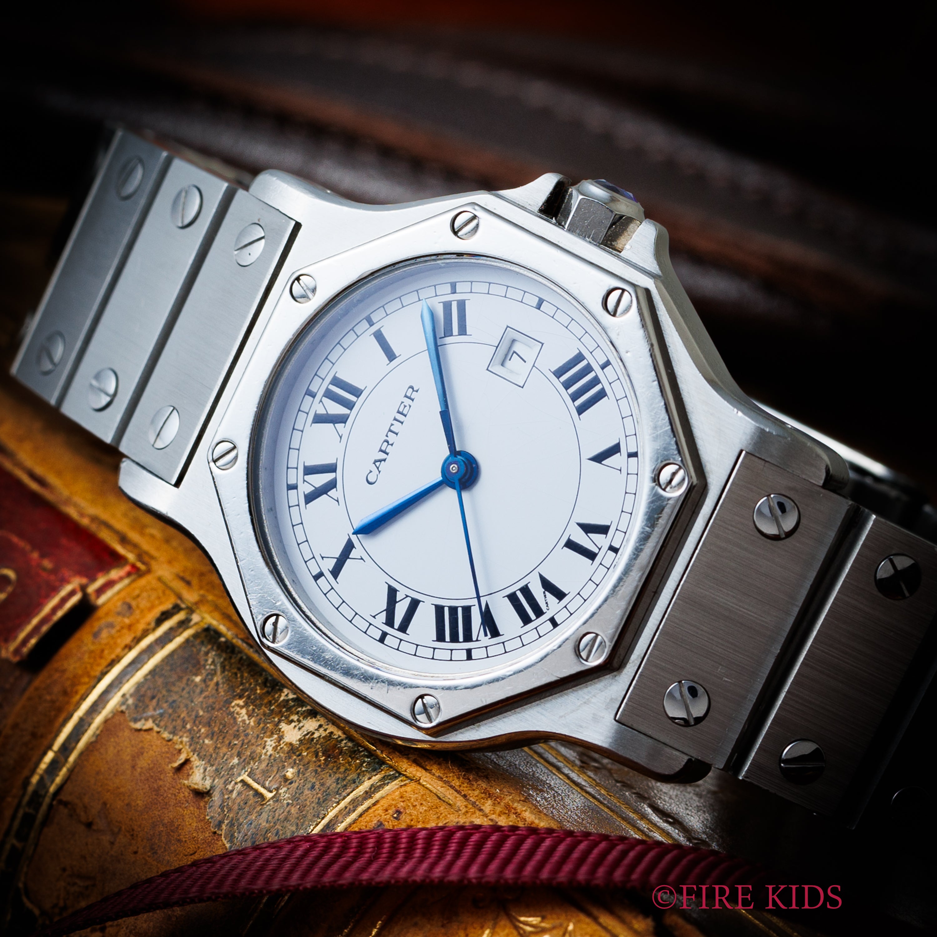 カルティエ サントス オクタゴン 1980年代製 Ref.2965 LMサイズ SS ホワイトローマンダイヤル