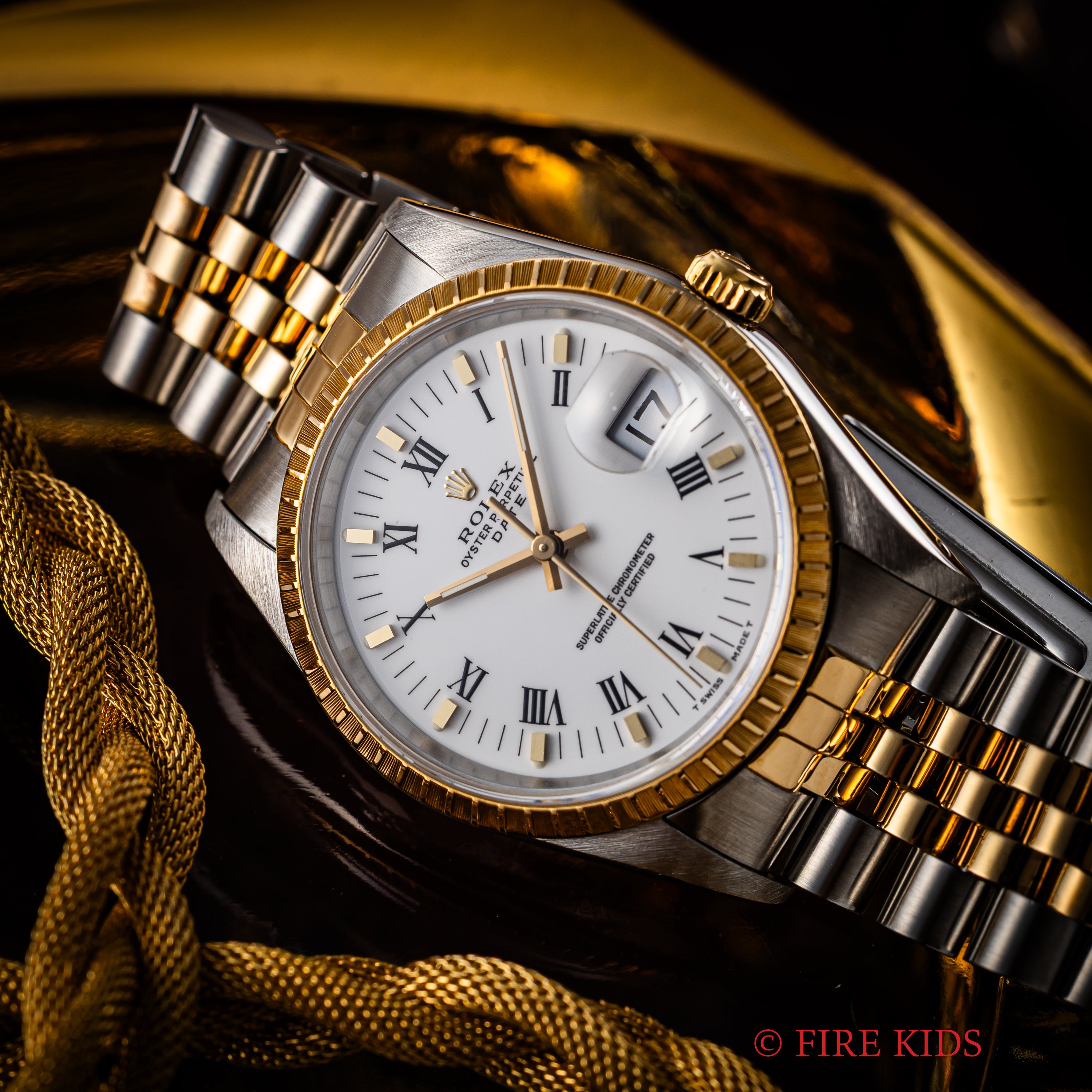 ロレックス 1989年～1990年製 オイスターパーペチュアルデイト コンビ Ref.15223 ホワイトローマンダイヤル 箱、ギャラ付