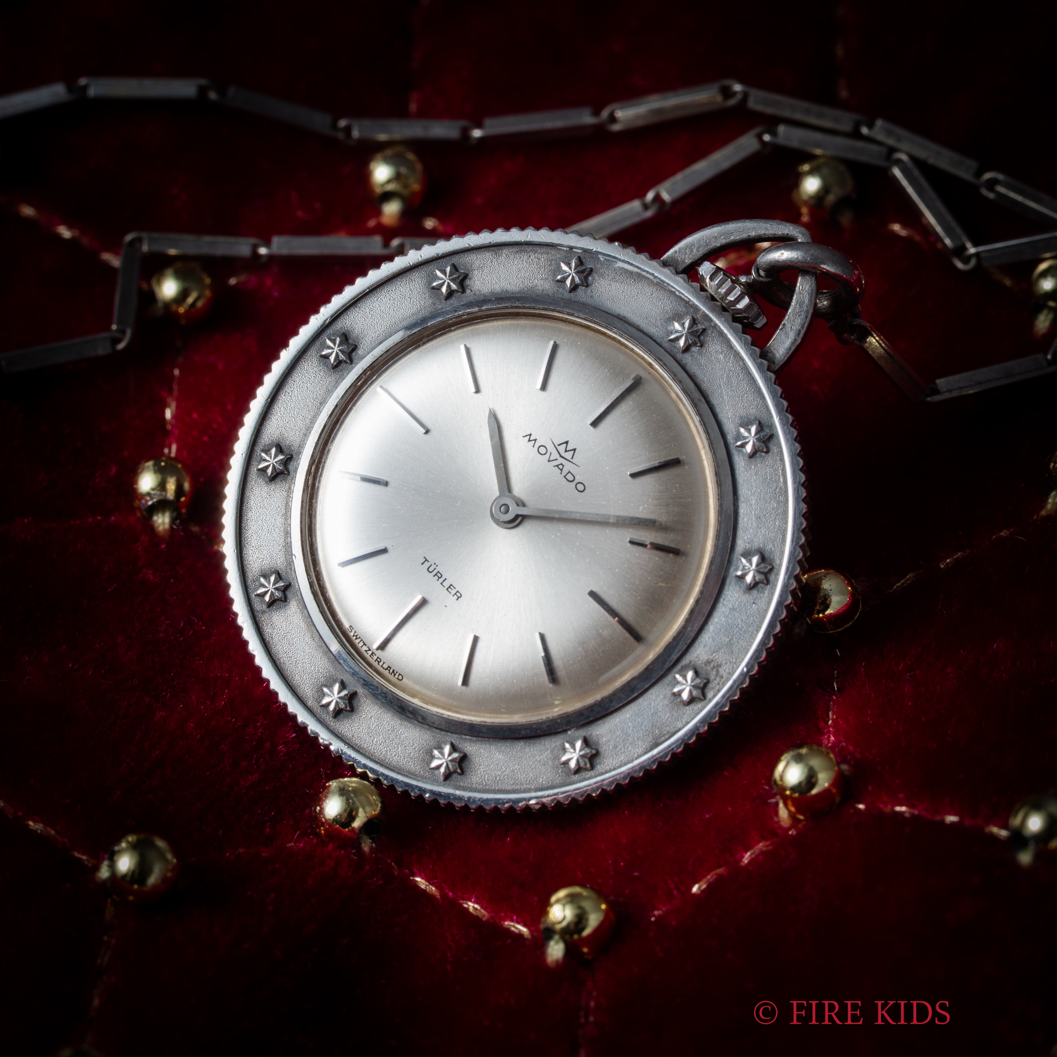 モバード 銀無垢コインペンダントウォッチ セントクリストファー チューラーWネーム