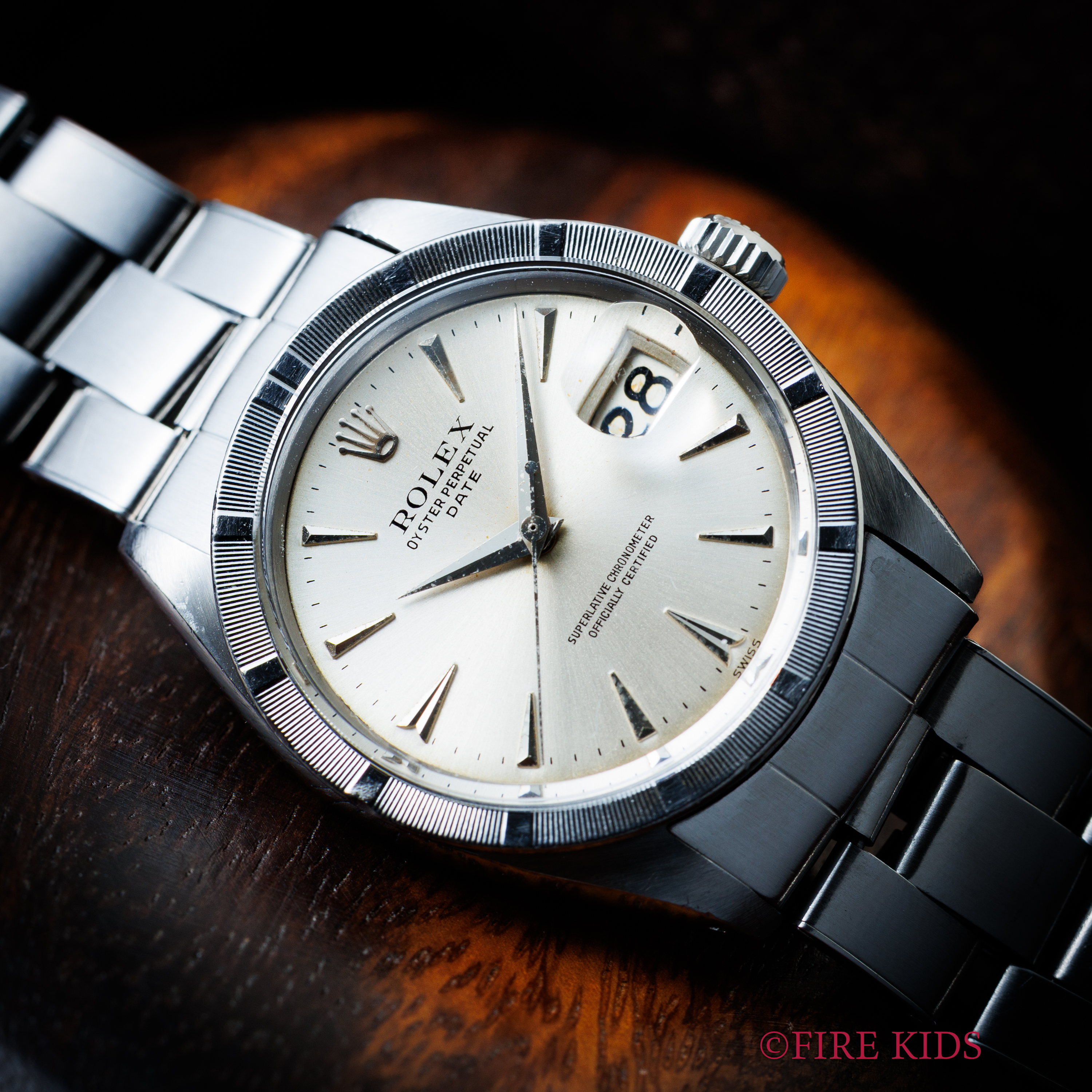 ロレックス 1962年製 オイスターパーペチュアルデイト ビッグロゴ Ref.1501 エンジンターンドベゼル 純正リベットブレス