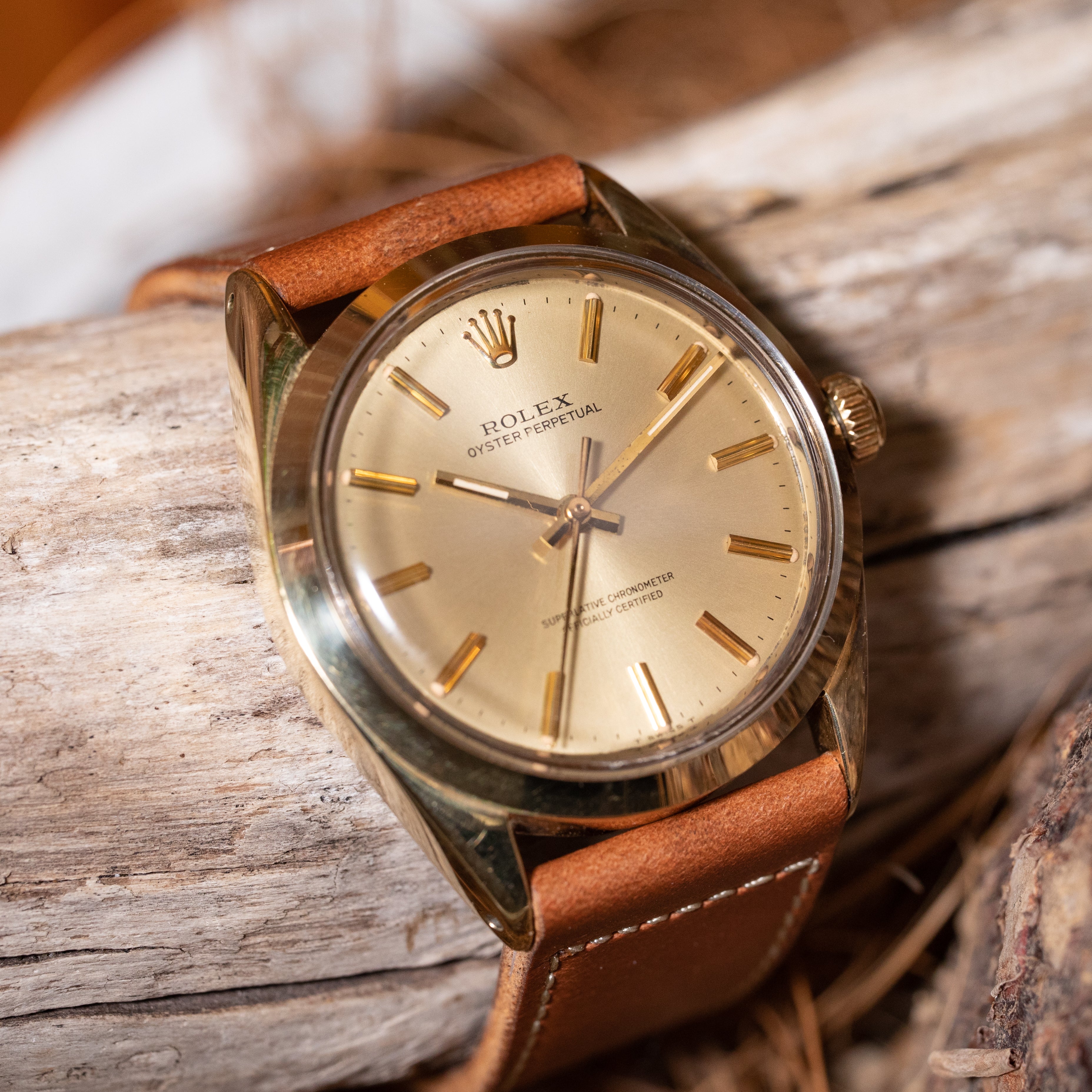 ロレックス オイスターパーペチュアル 希少金張りケース Ref.1024 シャンパンゴールド 1960年代製