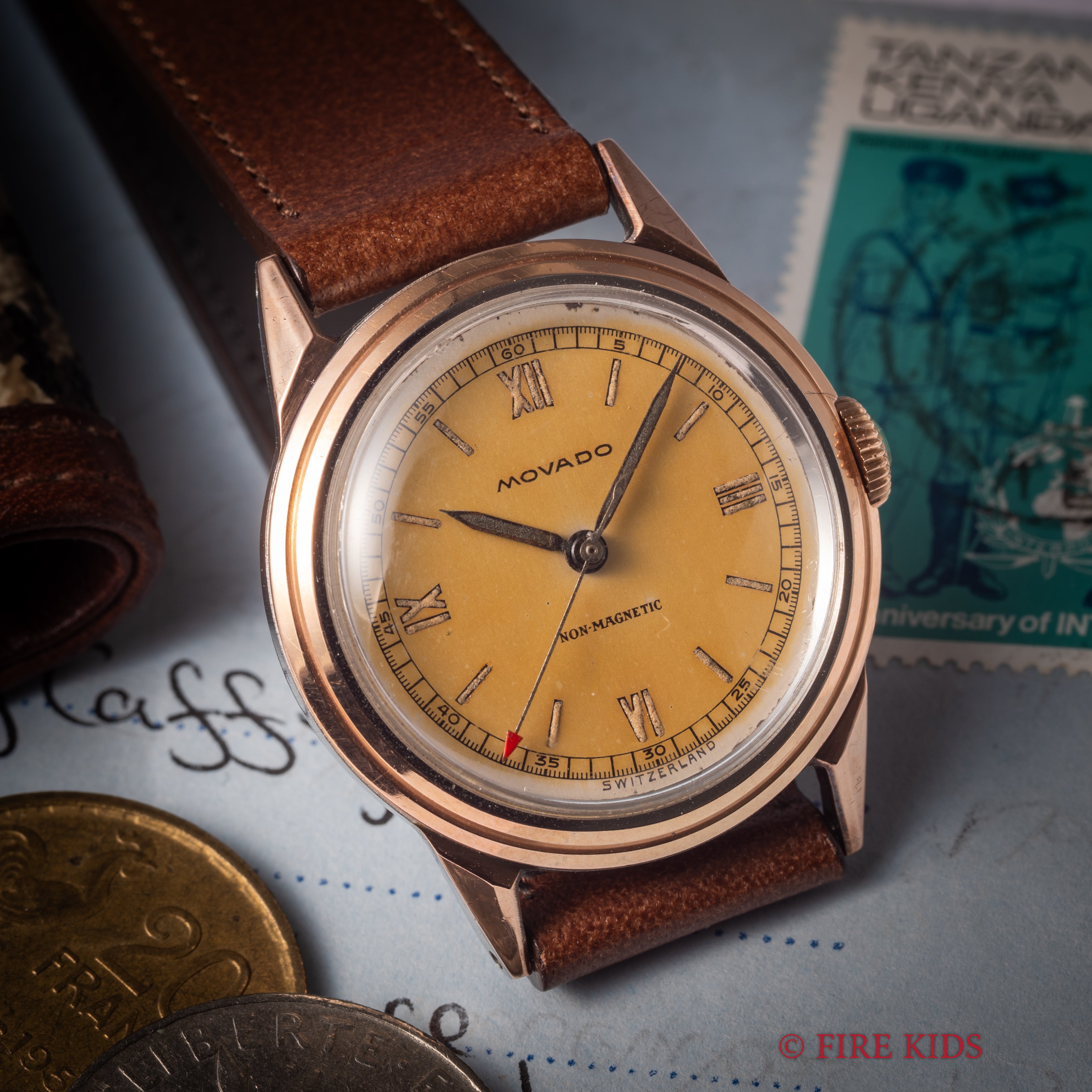 モバード ピンクゴールド コンビ フランソワボーゲル社ケース 1940年代製