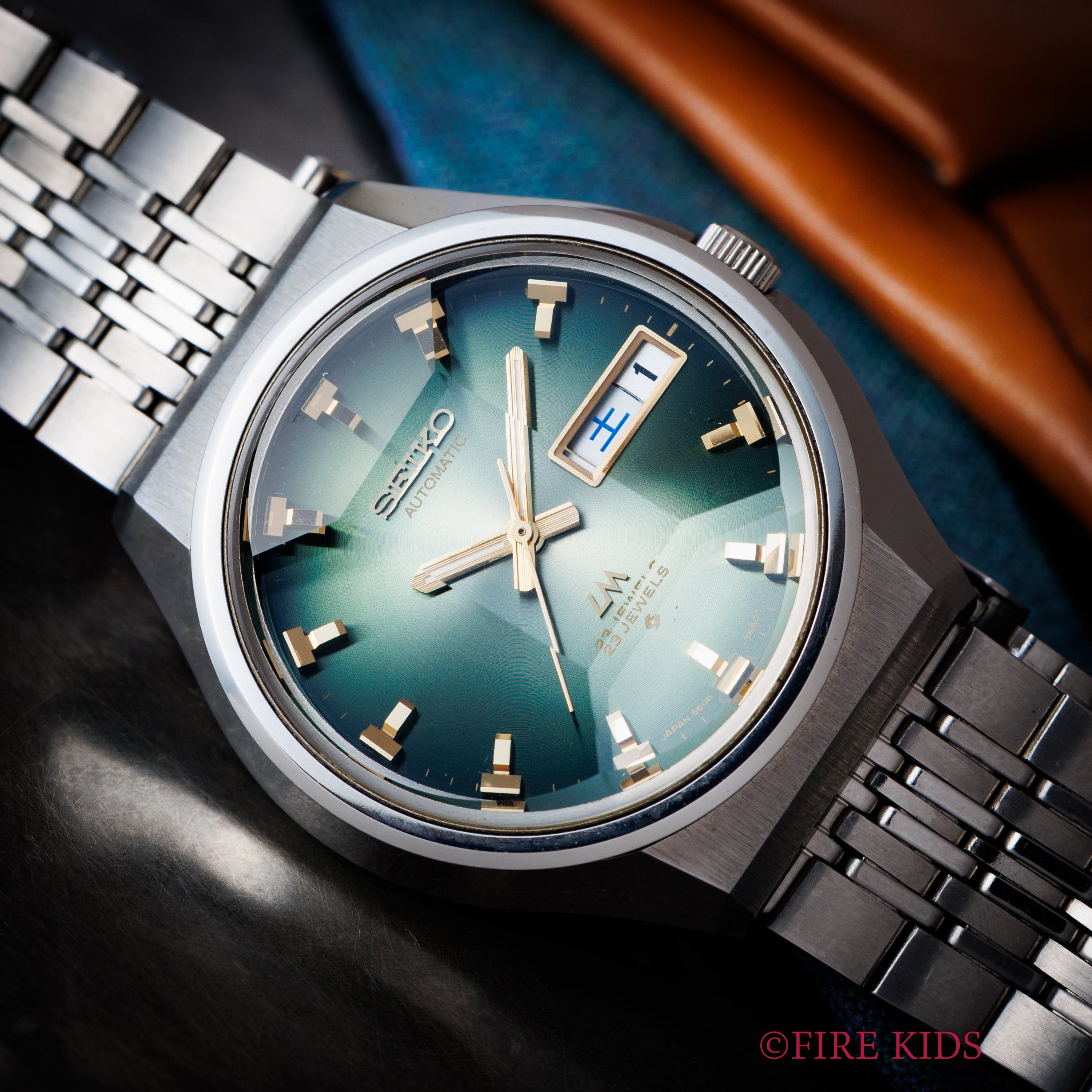 セイコー ロードマチック 1973年製 自動巻き グリーンダイヤル 5面カットガラス 56LM 5606-7320 純正ブレス タグ付き