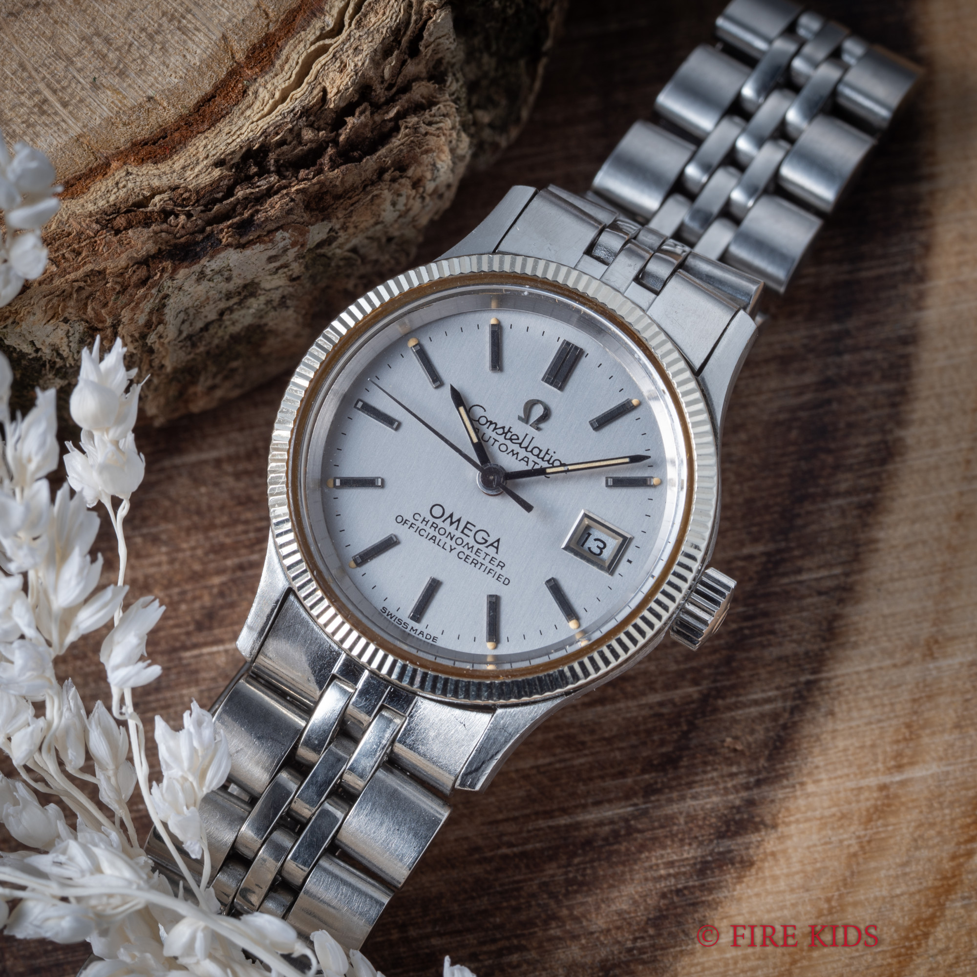 オメガ コンステレーション レディース Ref.568.0018 Cal.685 1971年製 純正ブレス グレーダイヤル 金無垢コインエッジベゼル