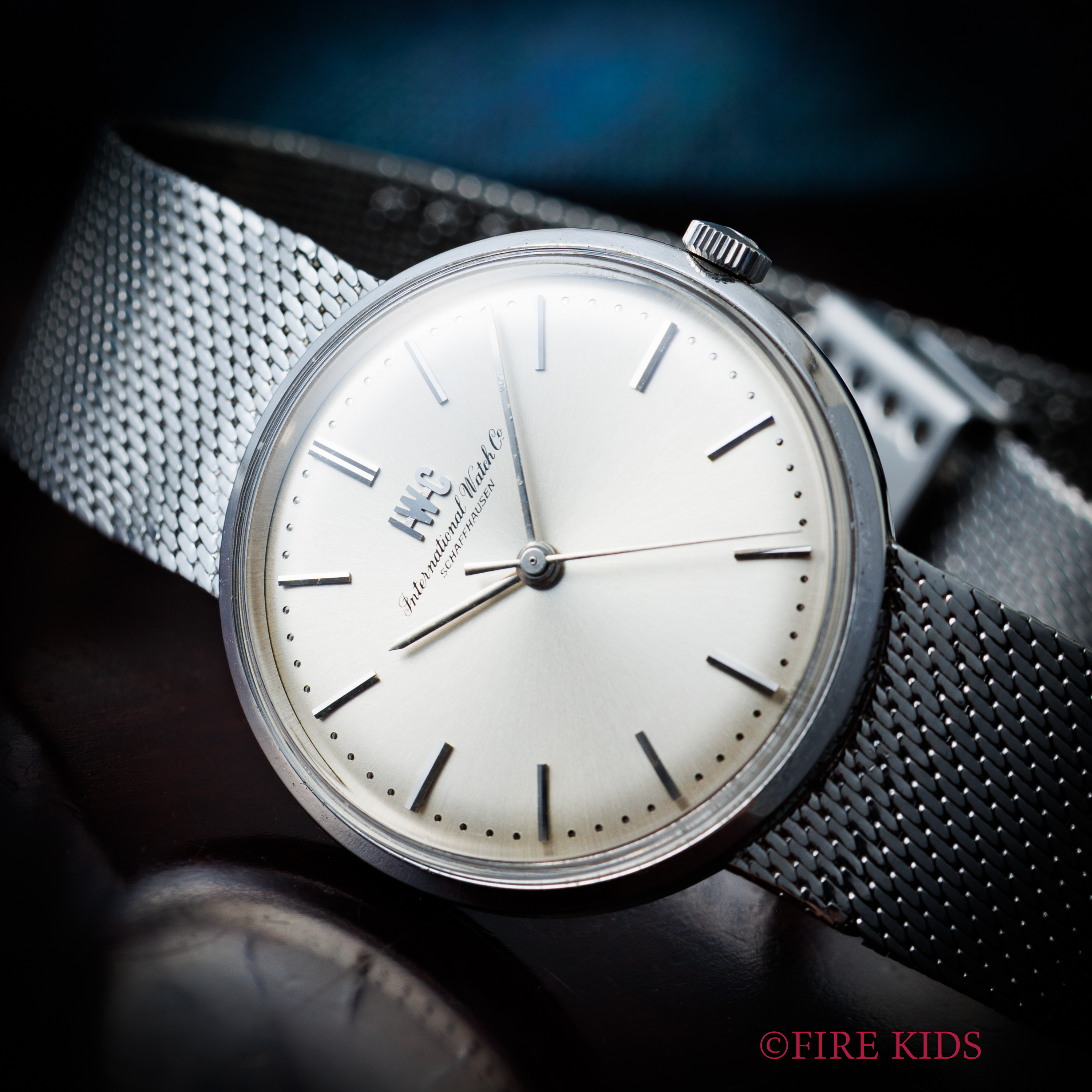 IWC ラウンドケース 1973年製 ブレス一体型 Cal.403 お魚リューズ スクリューバックケース 手巻き