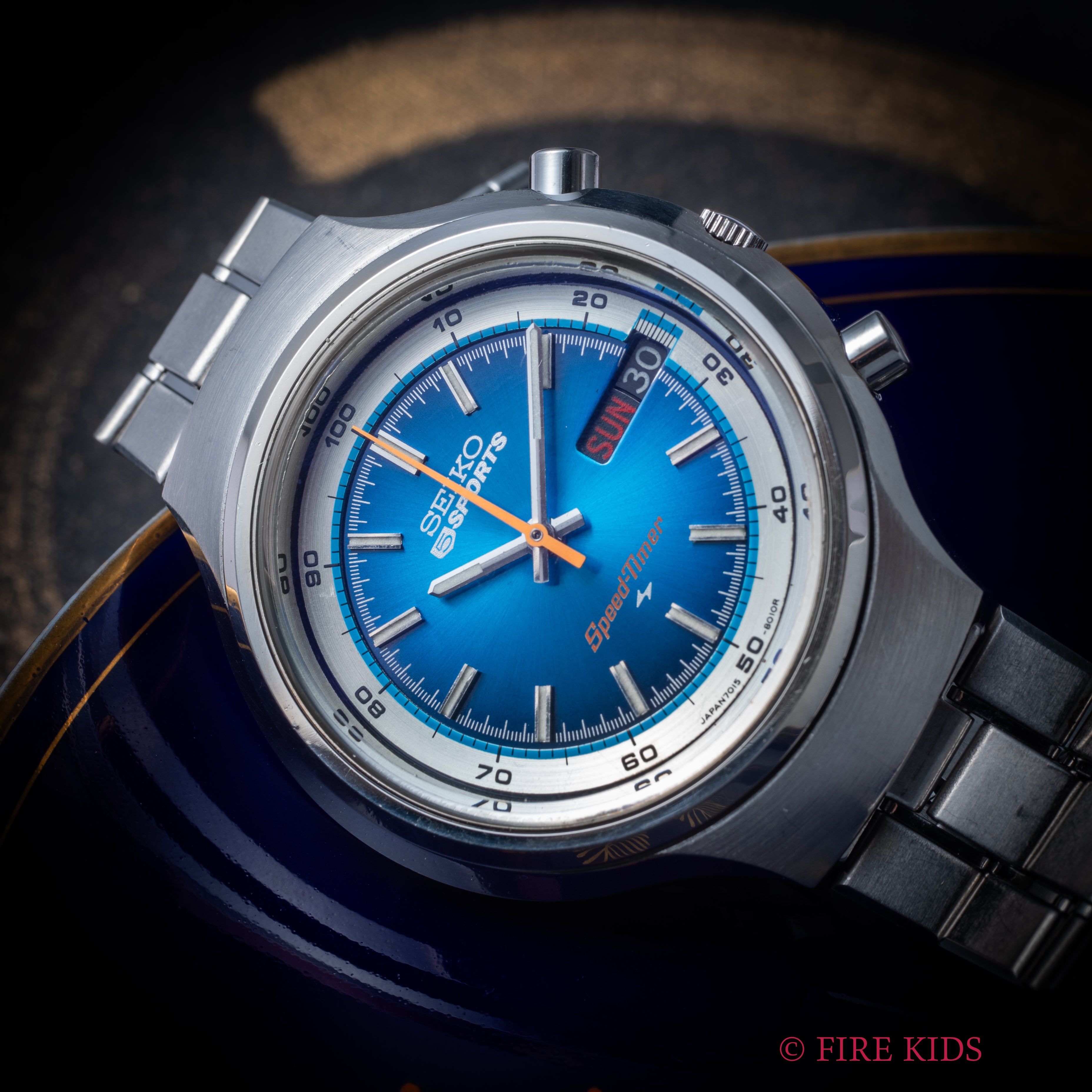 セイコー 5スポーツ スピードタイマー 自動巻き 7015-8000 1973年製 純正ブレス付き