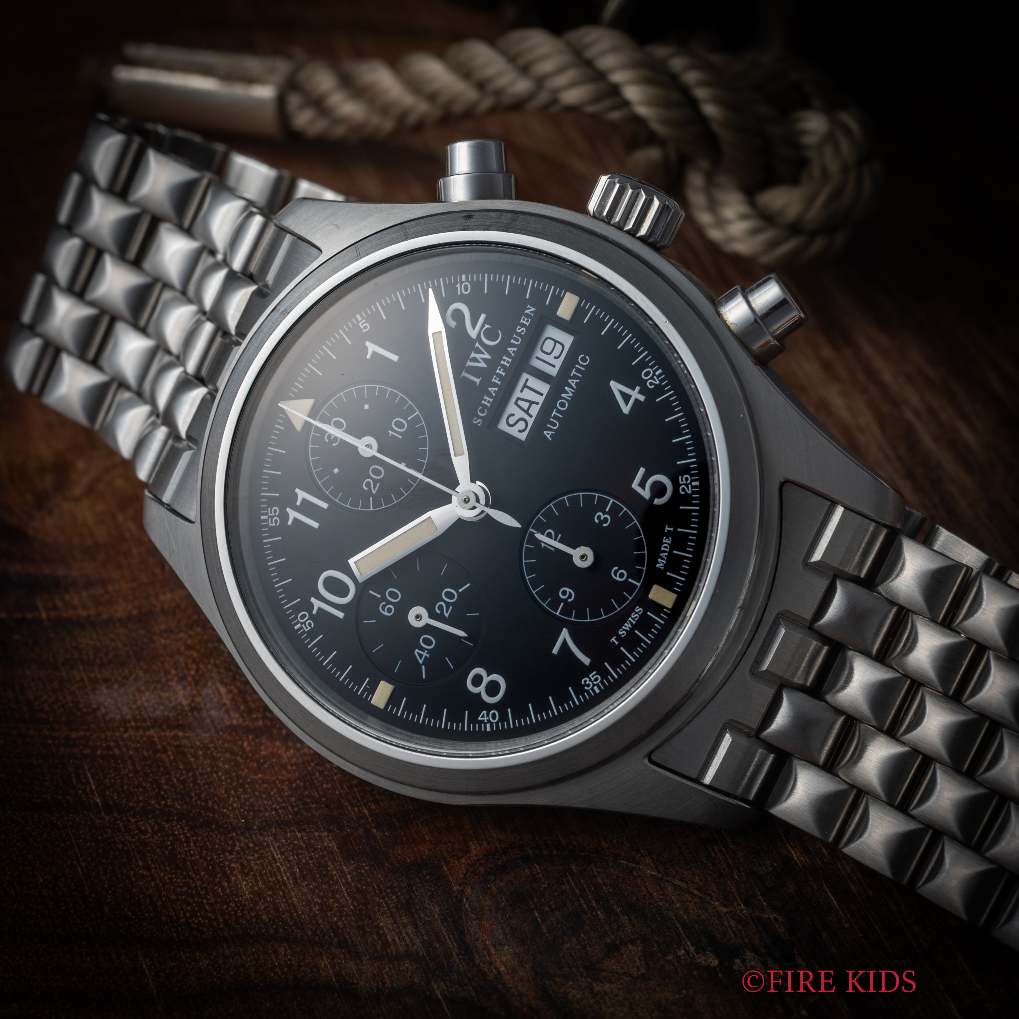 IWC フリーガークロノグラフ 1998年製 パイロットウォッチ 自動巻 オールトリチウム 純正ブレス ギャラ付