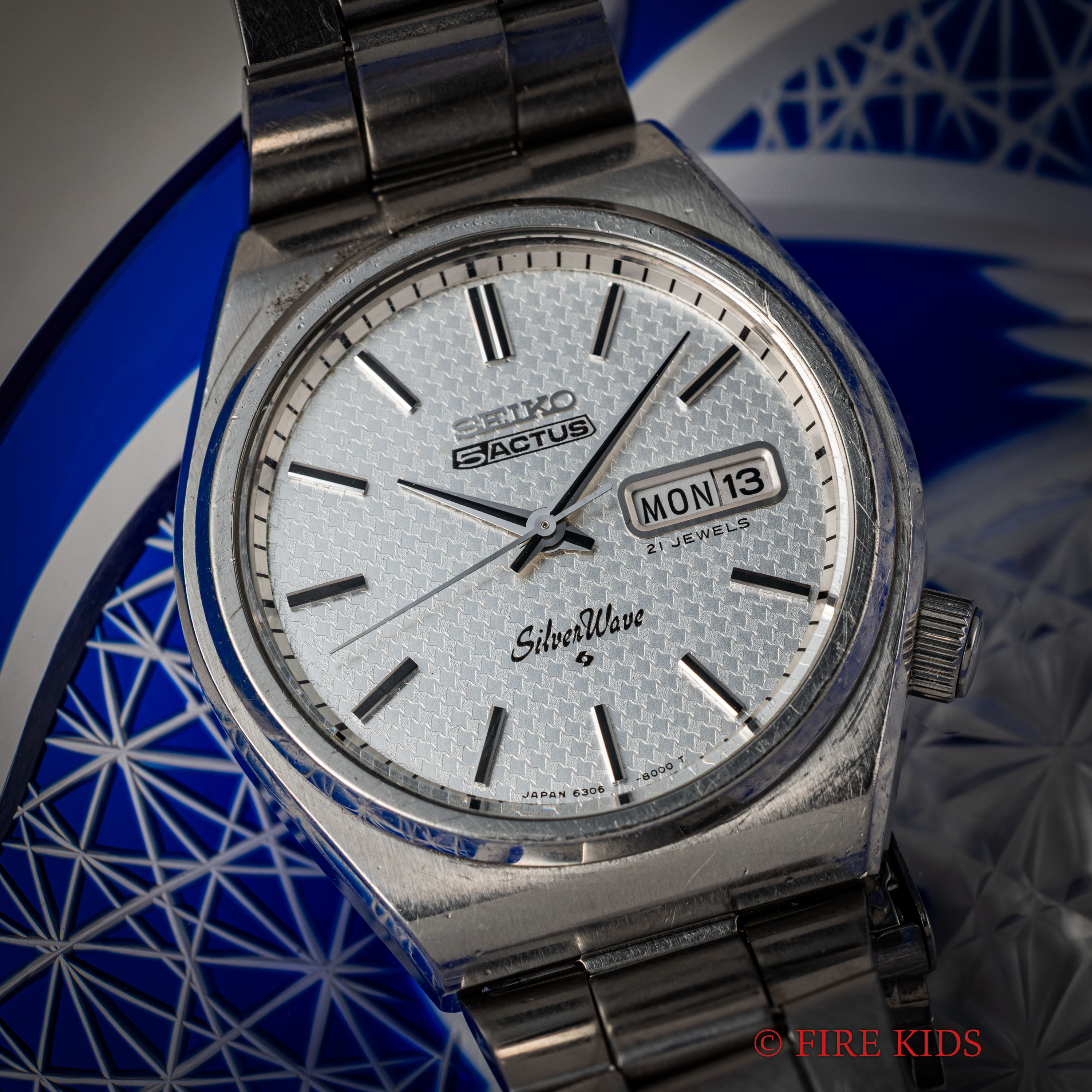 セイコー 5アクタス シルバーウェーブ 1976年製 Ref.6306-8010 自動巻き ねじ込みリューズ ハウンドトゥースダイヤル デイデイト 純正ブレス