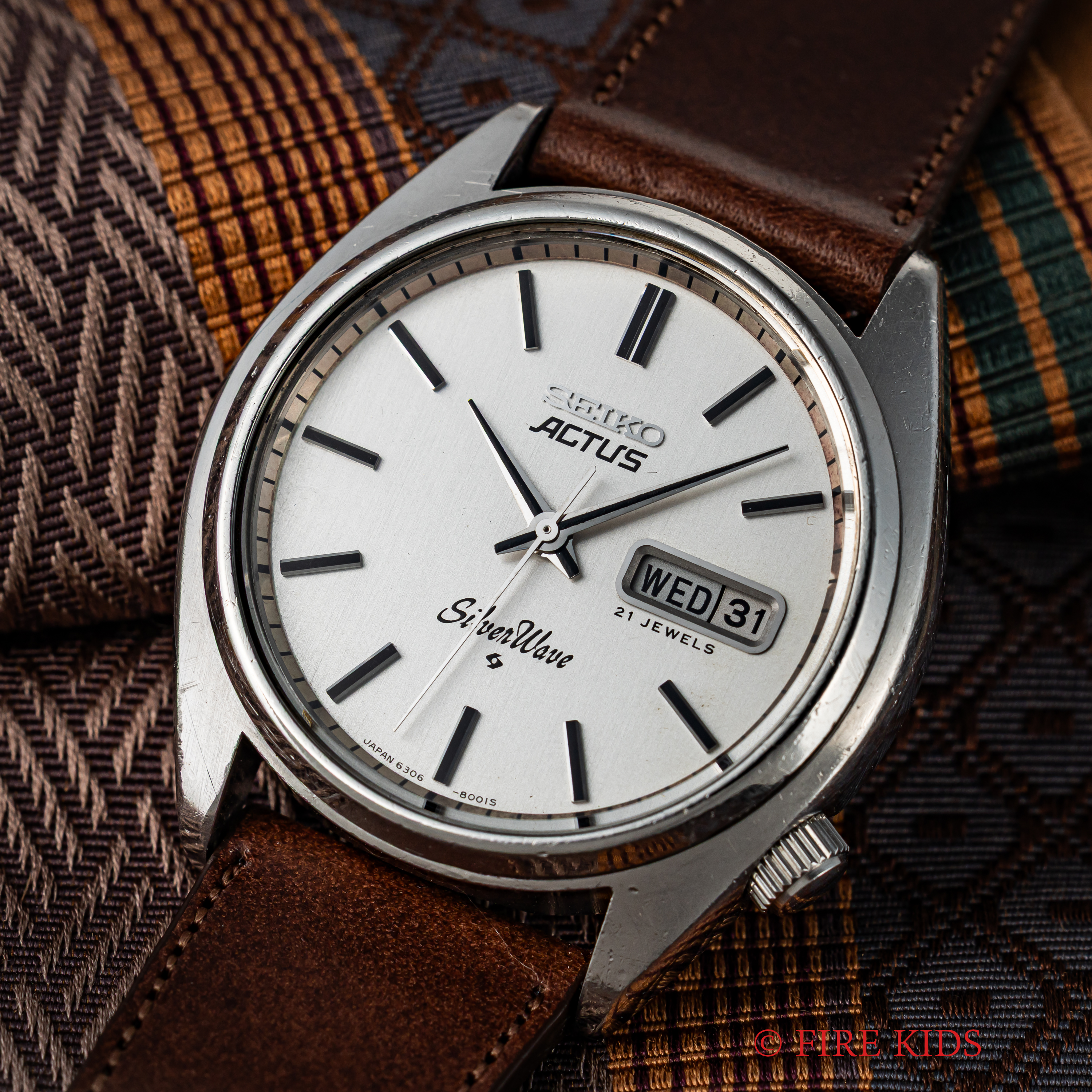 セイコー シルバーウェーブ アクタス 1976年製 ねじ込みリューズ スクリューバックケース デイデイト Ref.6306-8000 Cal.6306A 自動巻き