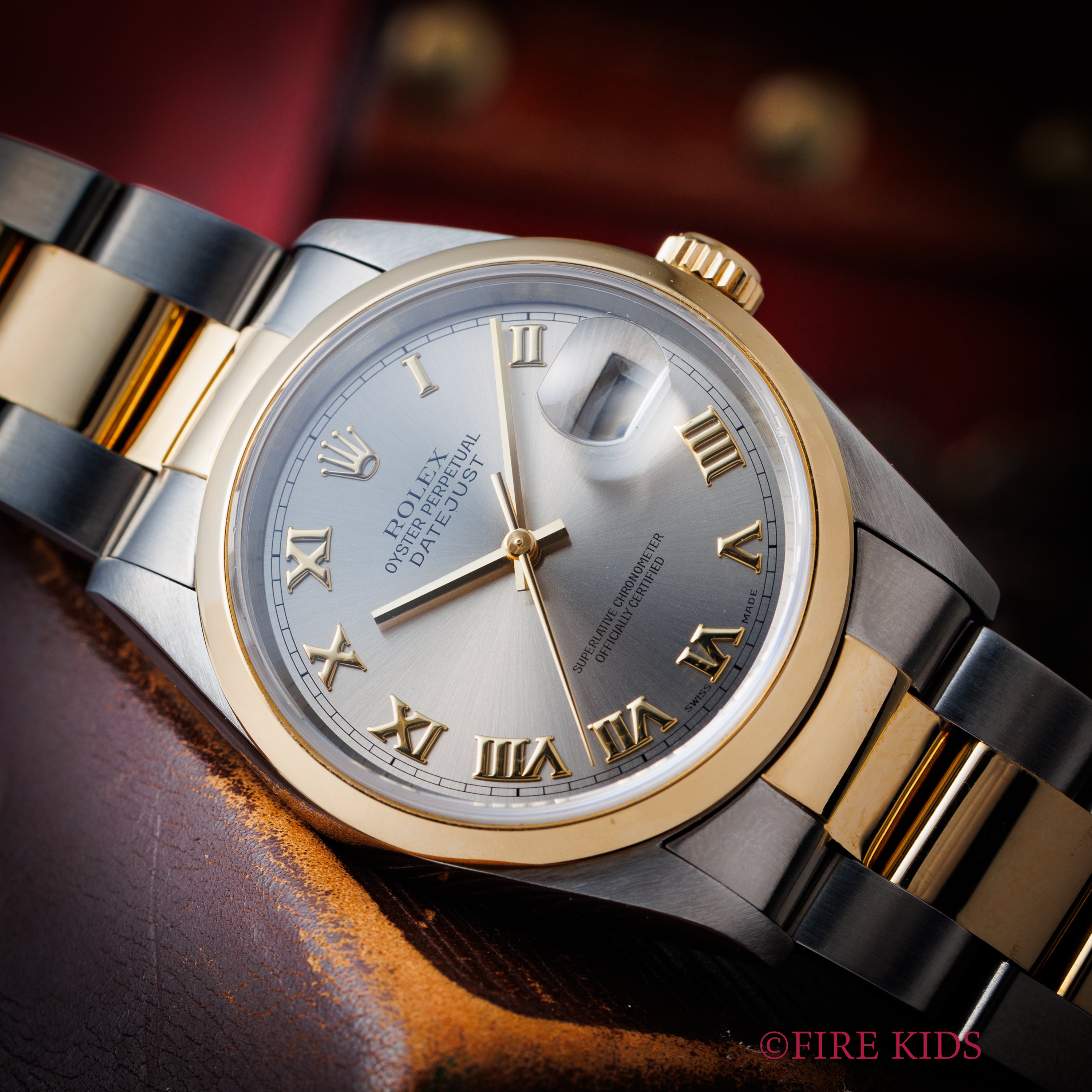 ロレックス デイトジャスト コンビ 1996年製 Ref.16203 グレーローマンダイヤル 3連コンビオイスターブレス