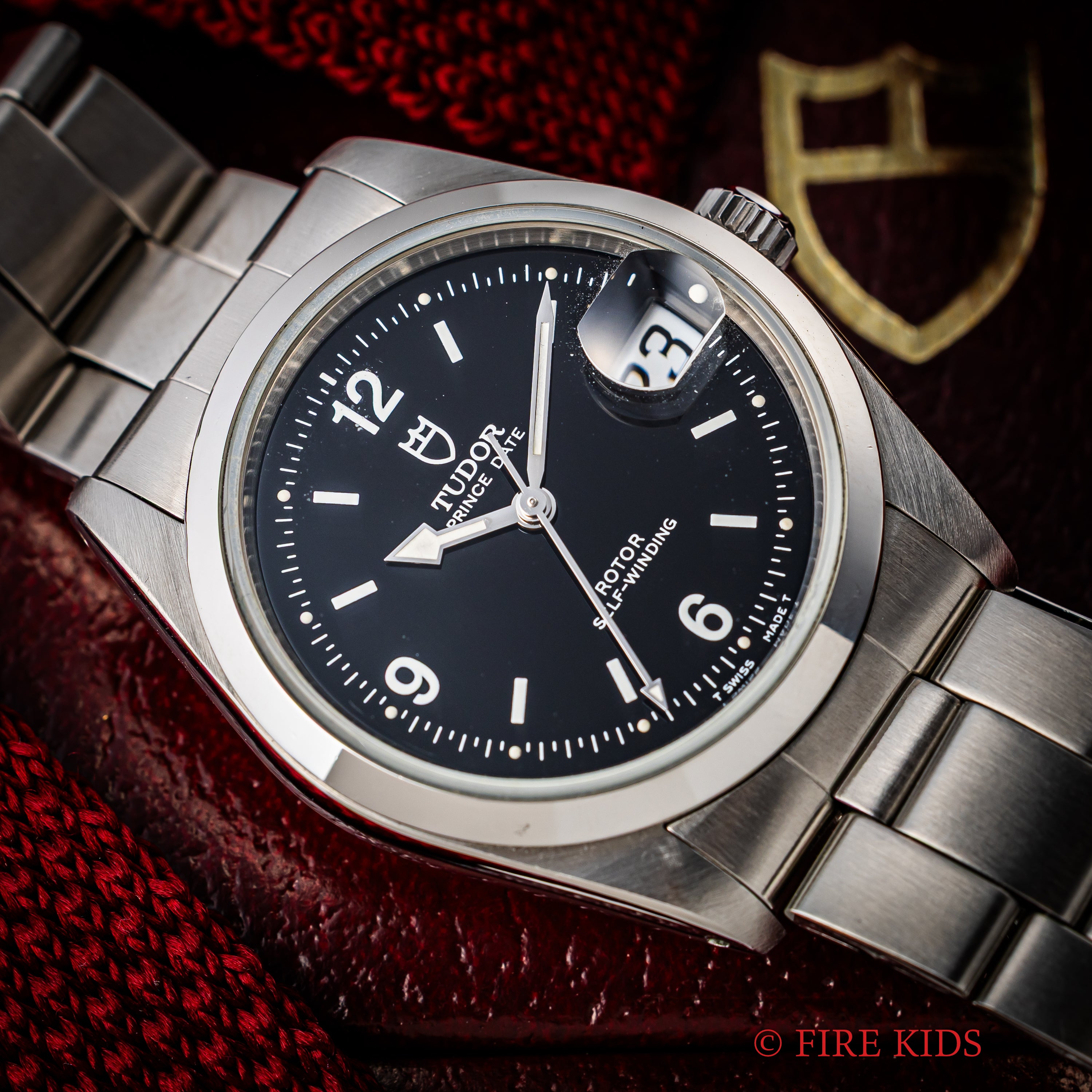 チューダー プリンスデイト 1998年製 ブラックアラビアダイヤル 王冠リューズ 純正ステンレスブレス 箱、ギャラ付き