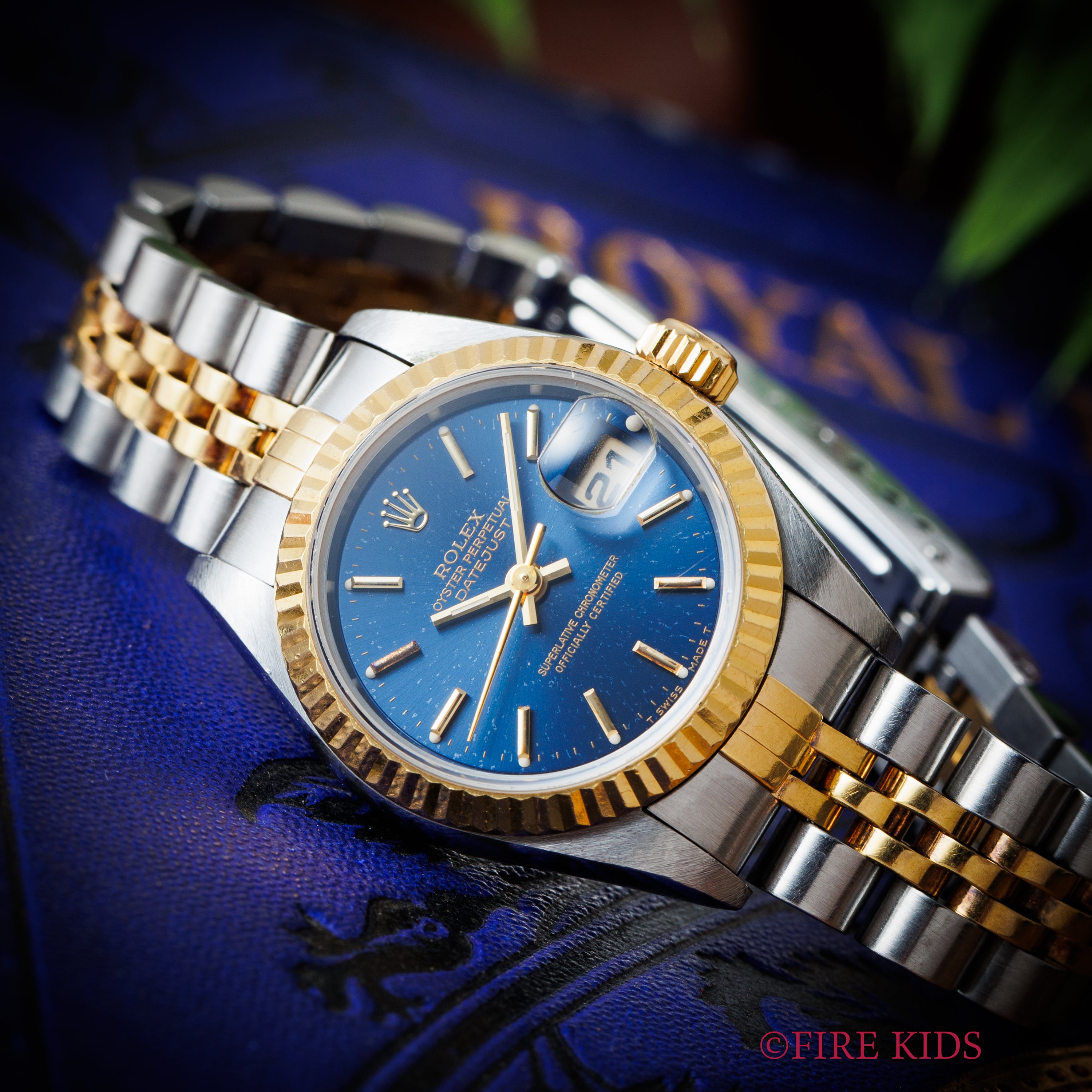 ロレックス デイトジャスト 自動巻き 1996年製 レディース コンビ Ref.69173 ブルーダイヤル