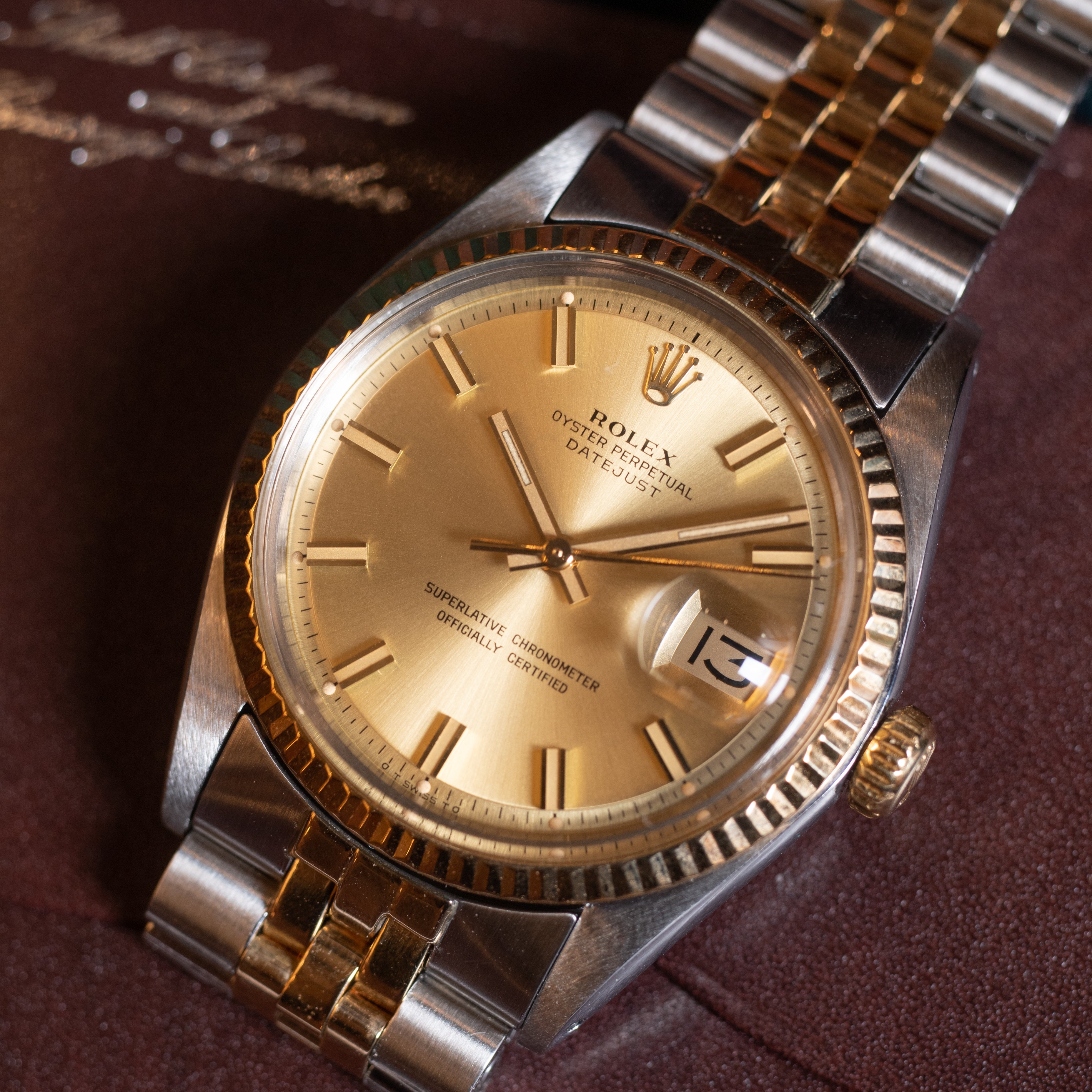 ロレックス デイトジャスト 1972年製 ワイドボーイ Ref.1601 コンビ ギャラ(メーカー修理半額サービス付き)