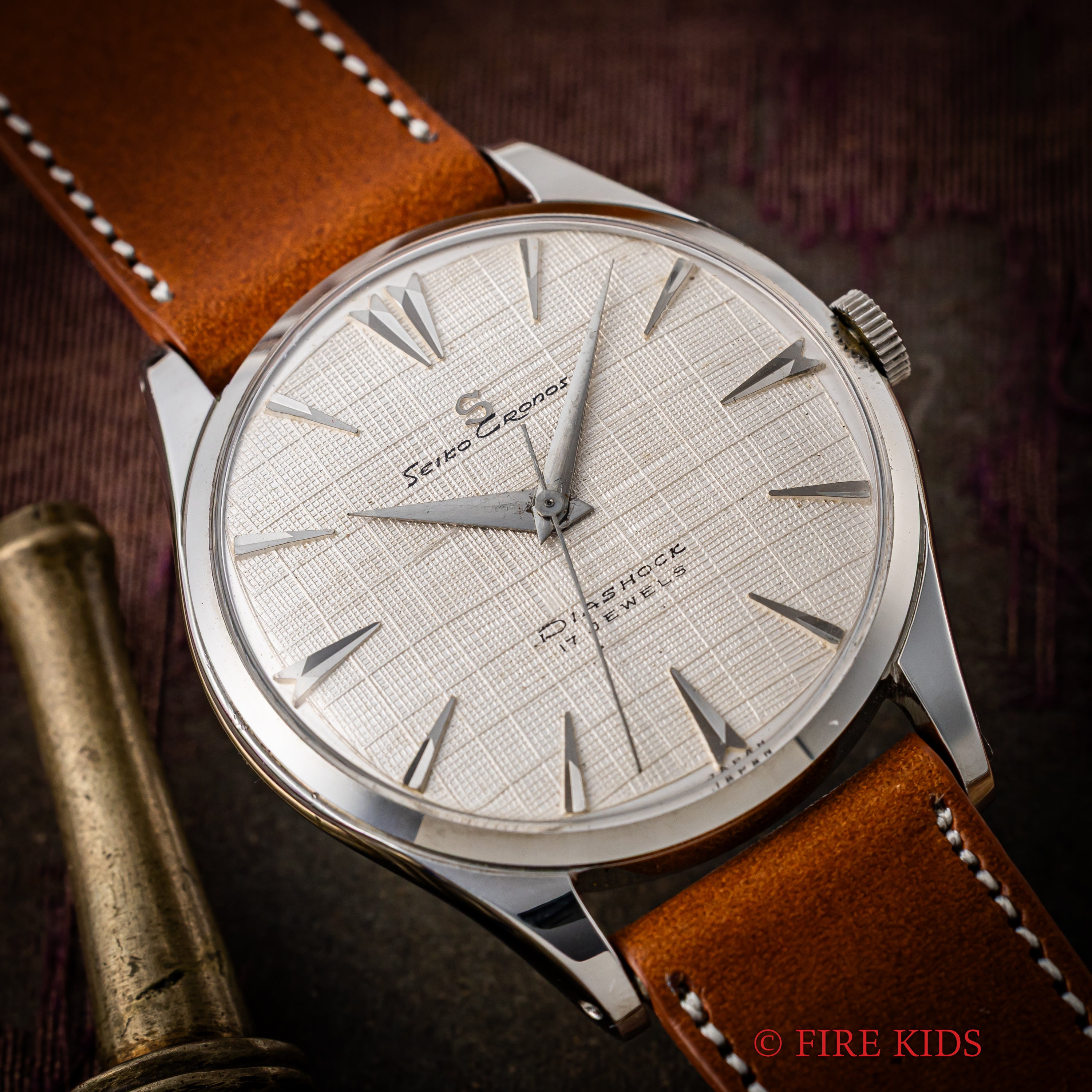 セイコー クロノス 1958年製 リネンダイヤル Ref.14038 17石手巻 ステンレスケース