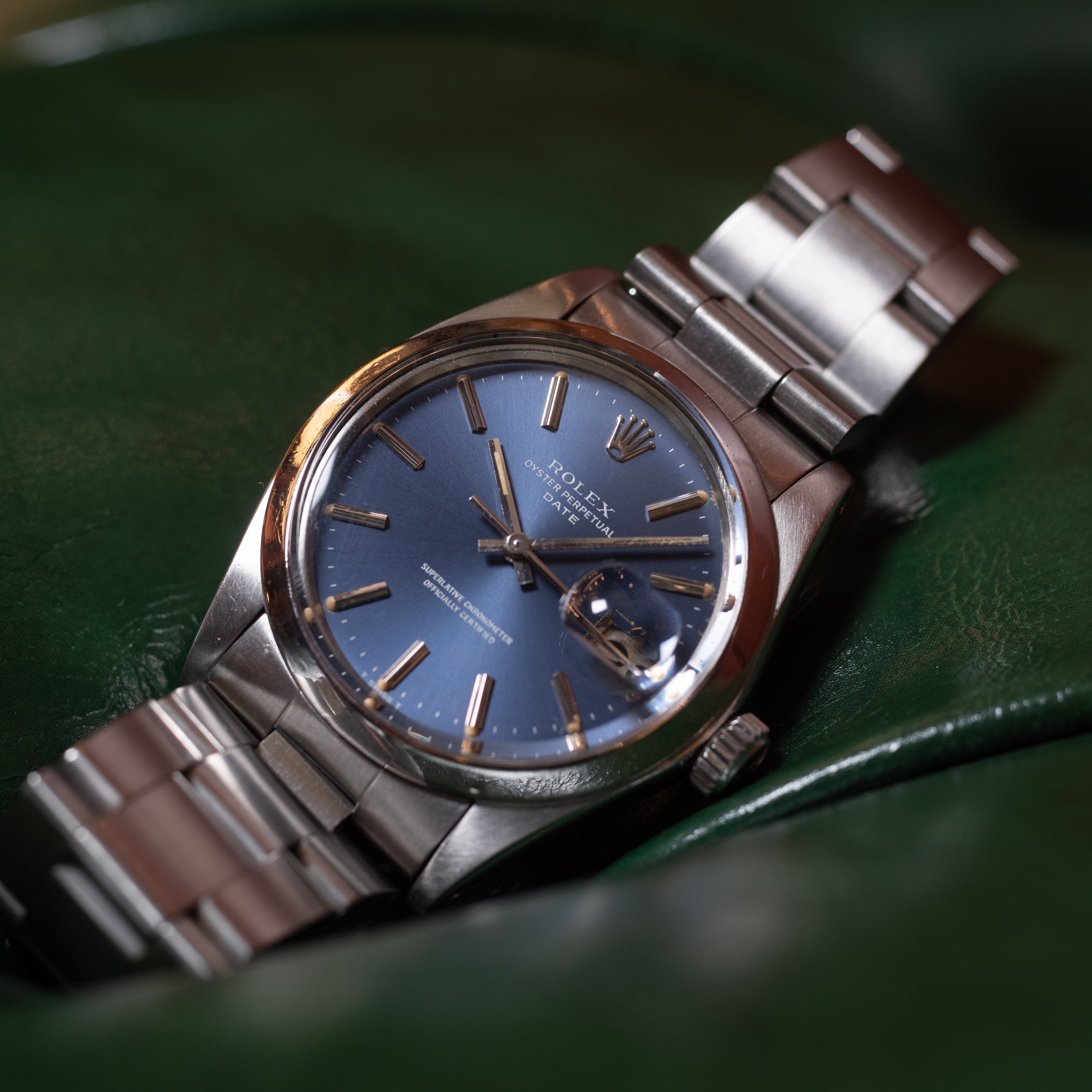 ロレックス 1974年製 Ref.1500 希少ブルーダイヤル オイスターパーペチュアルデイト