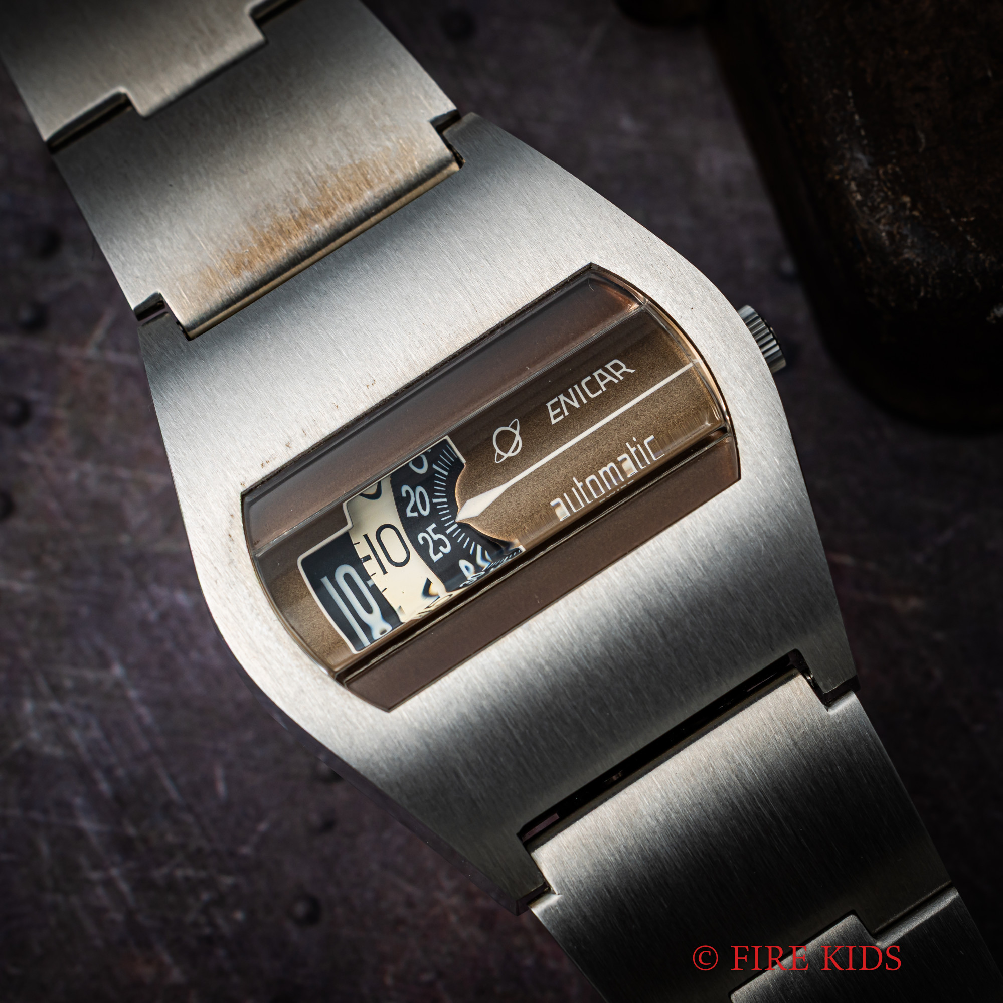 エニカ アナログデジタルウォッチ 1970年代製 自動巻き ニアミントコンディション ブラウンダイヤル 純正ブレス