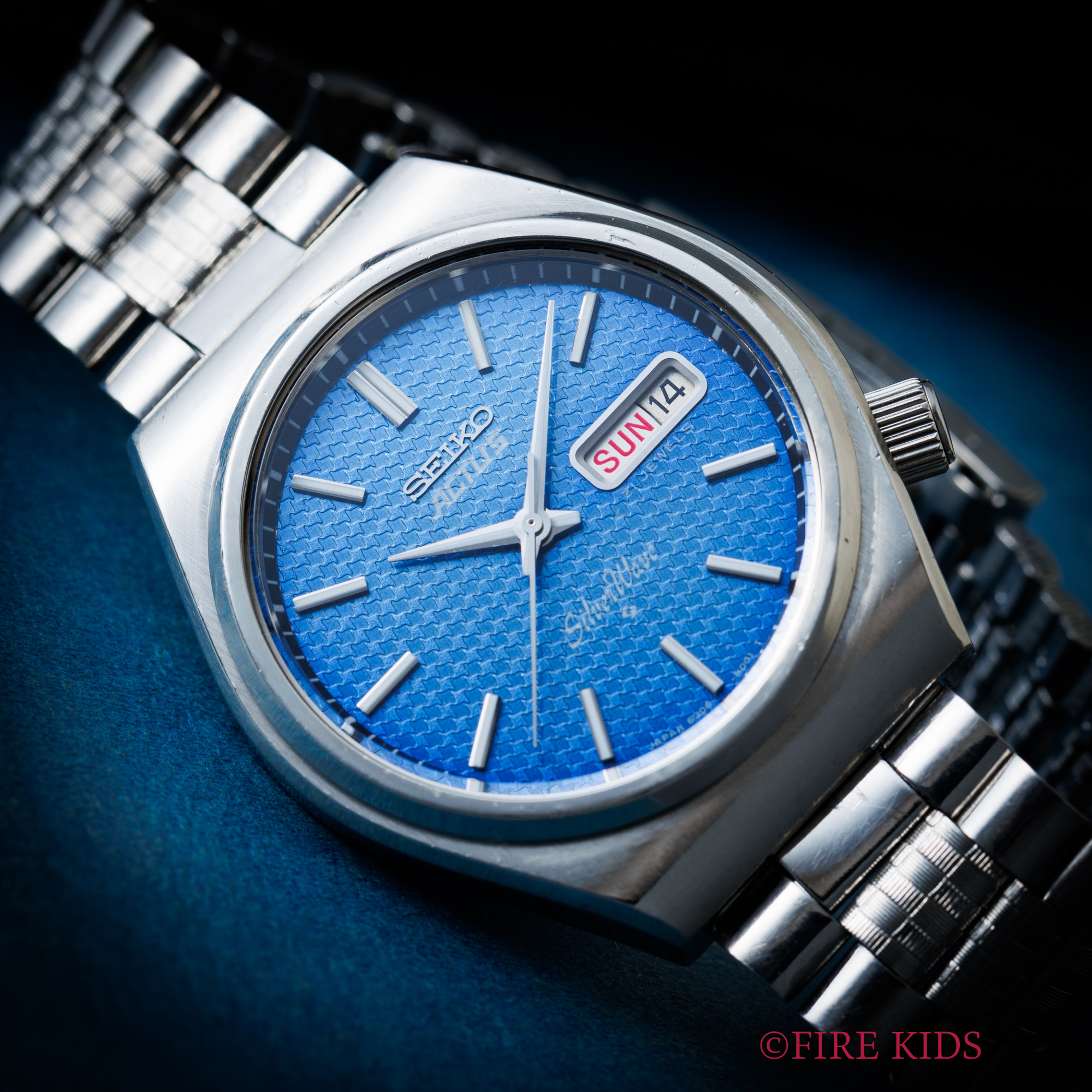 セイコー アクタス シルバーウェーブ ブルーダイヤル 千鳥柄 1976年製 デイデイト 漢字デイ 自動巻き