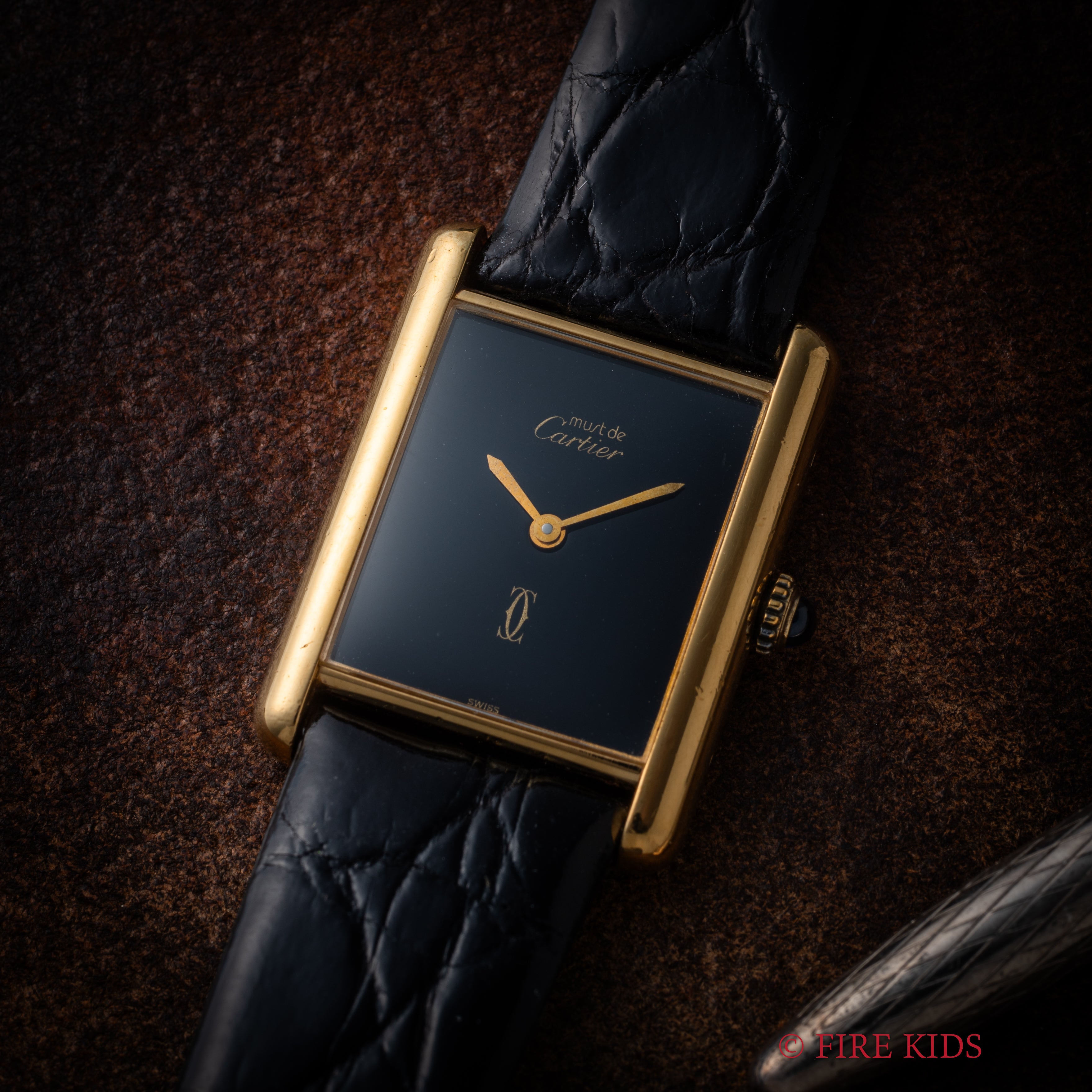 カルティエ マストタンク LMサイズ 1980年代製 ブラックダイヤル