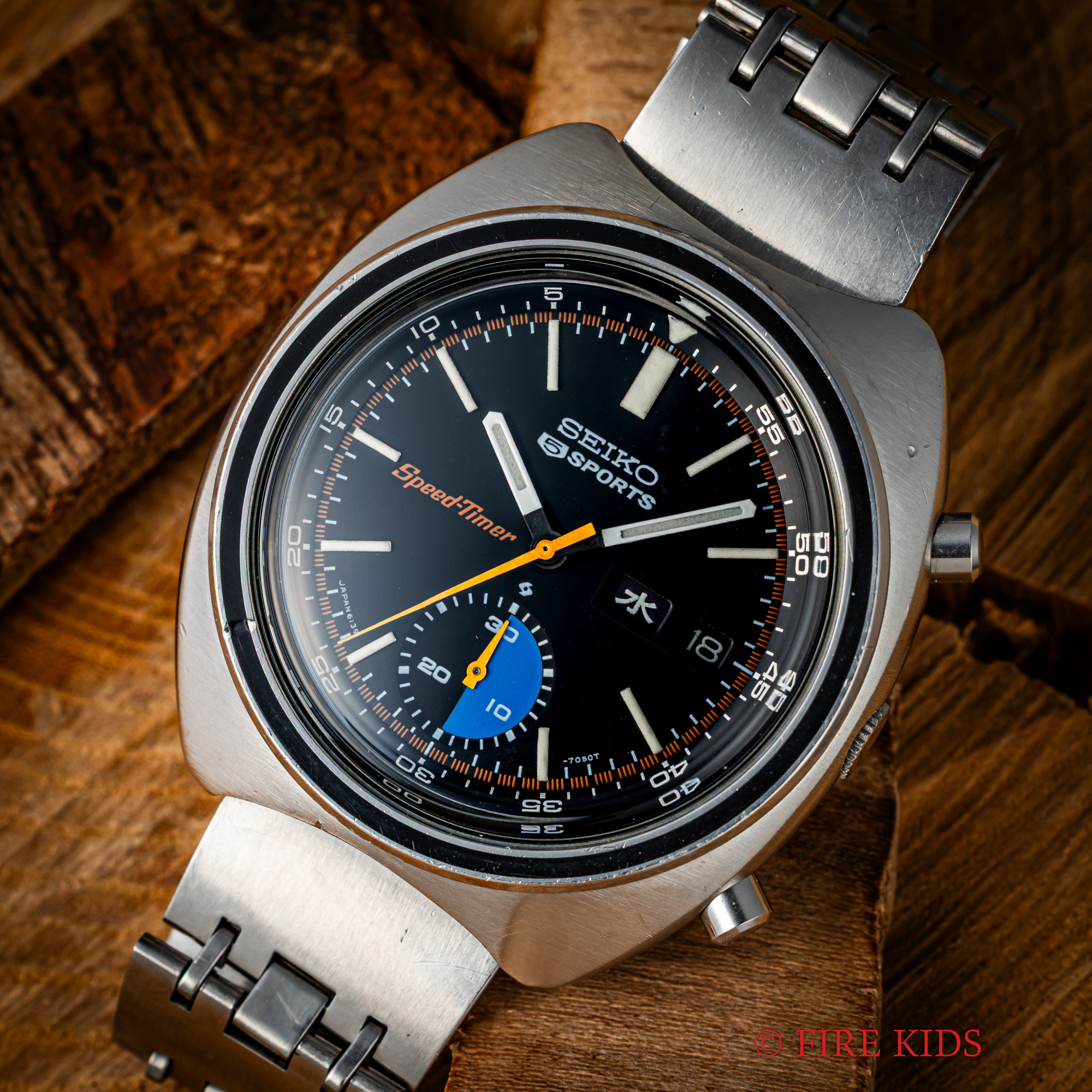 セイコー 5スポーツ スピードタイマー 1971年製 自動巻きクロノグラフ 純正ブレス