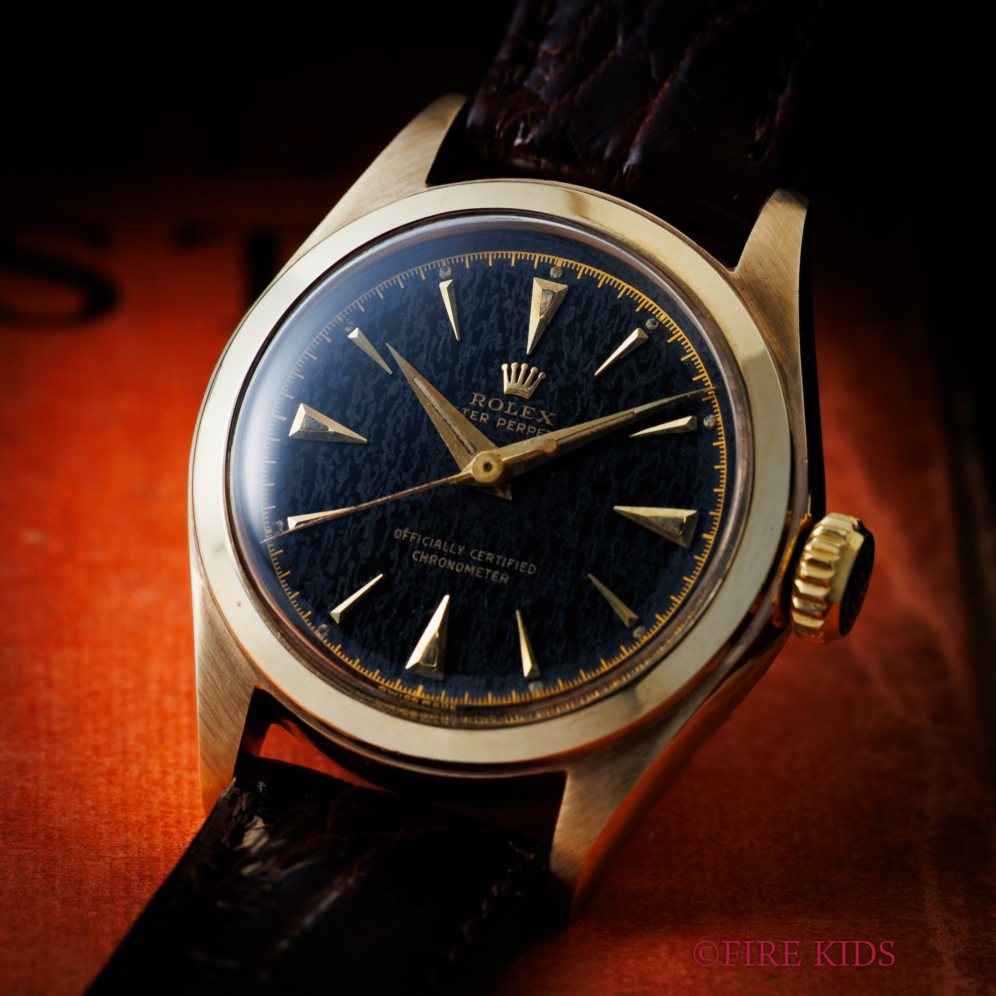 ロレックス ボーイズ バブルバック Cal.AR Ref.6006 10金無垢イエローゴールド ブラックミラー 1951年製