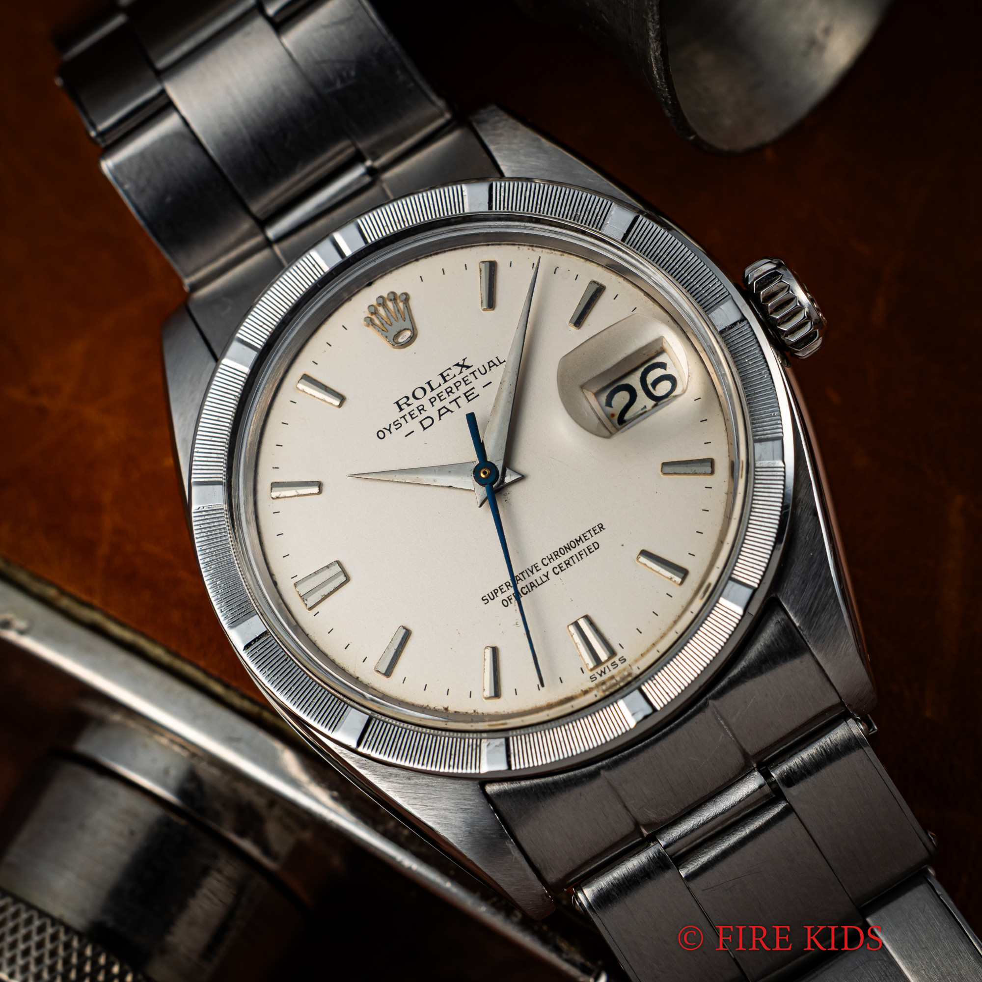 ロレックス オイスターパーペチュアルデイト Ref.1501 ドーフィンハンド 1960年製 バタフライローター Cal.1560 自動巻き ブルースティール 純正リベットブレス