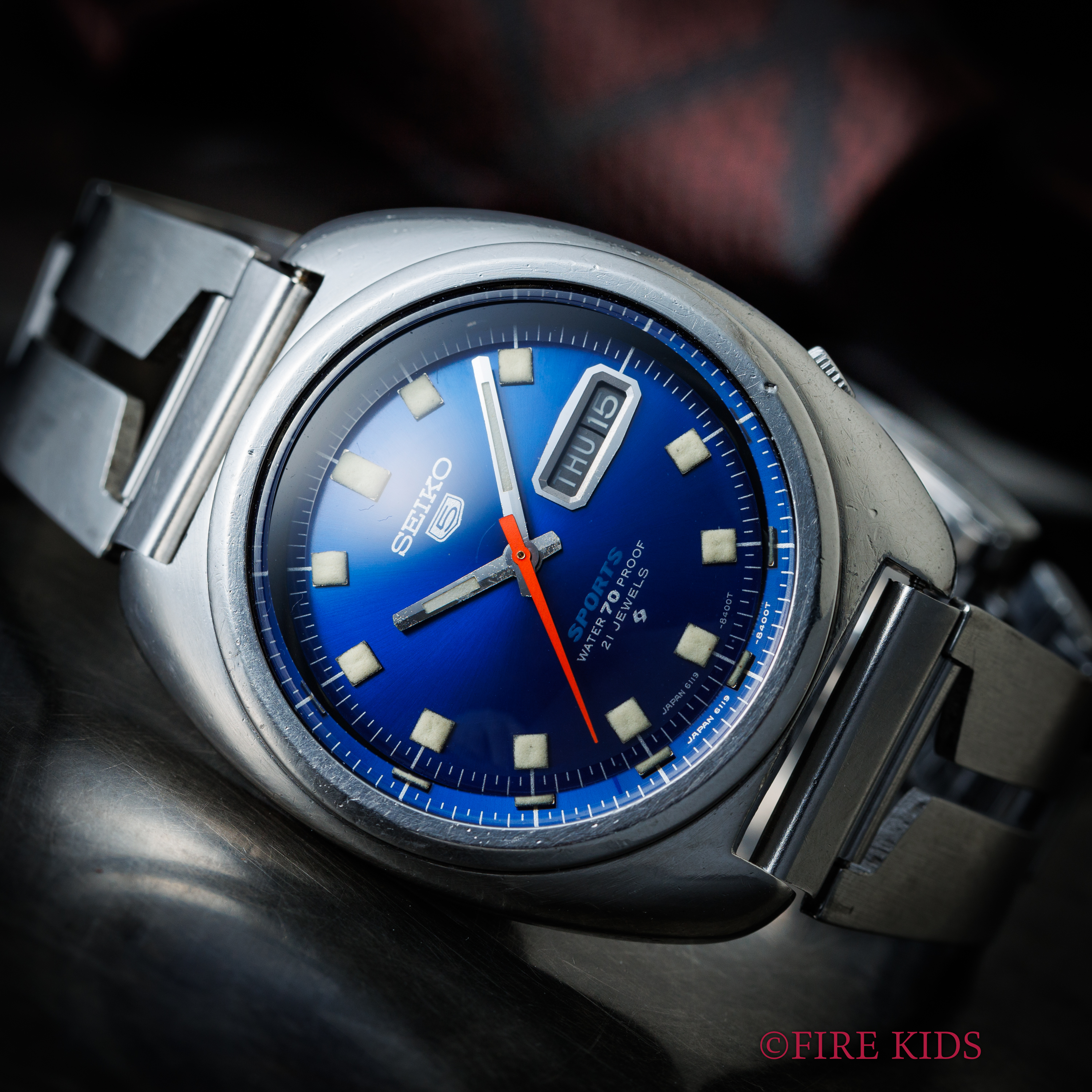 セイコー 5スポーツ ブルーダイヤル 自動巻き 1969年製 デイデイト Ref.6119-8310 純正ブレス