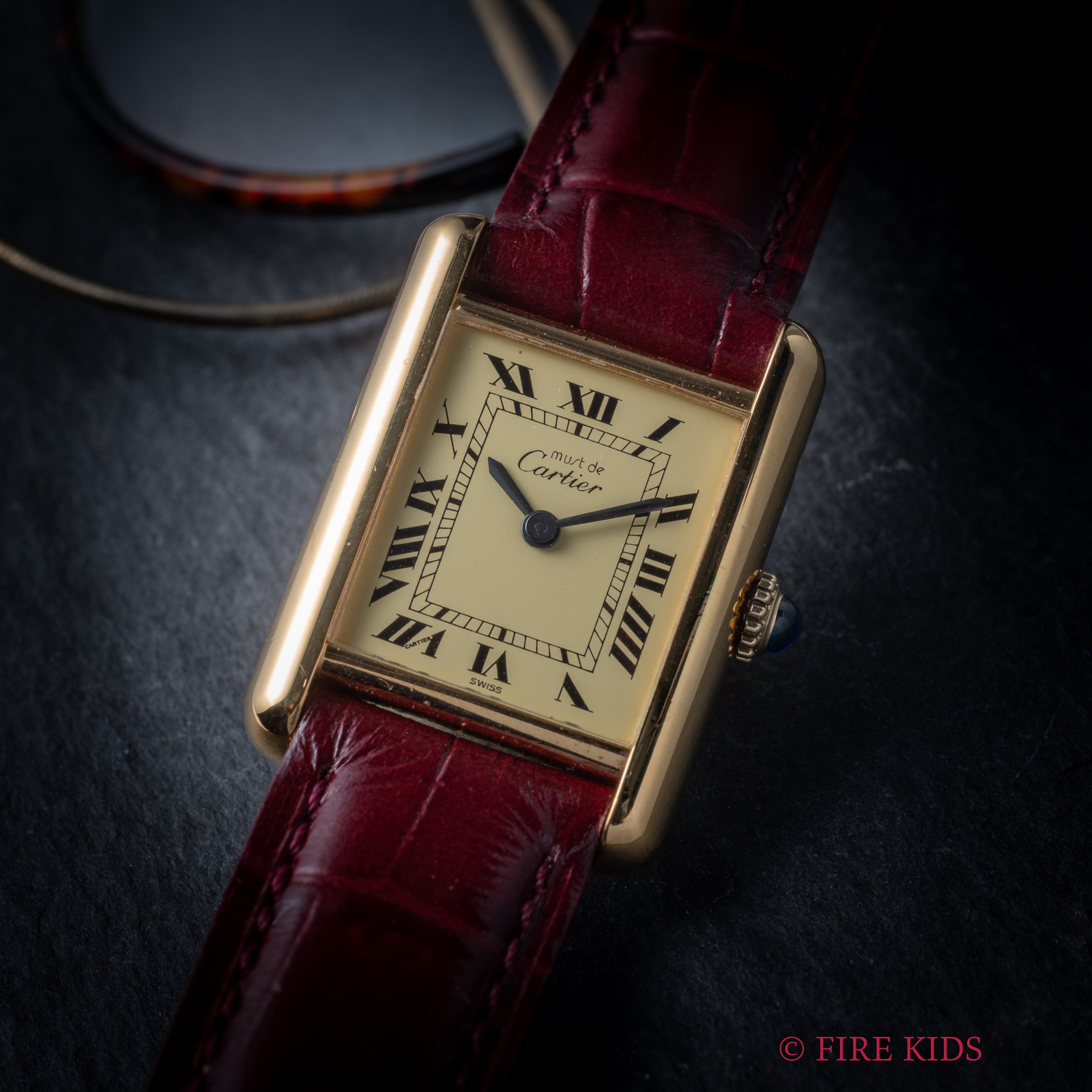 カルティエ マストタンク SMサイズ 手巻き 1980年代製 アイボリーローマンダイヤル 純正尾錠