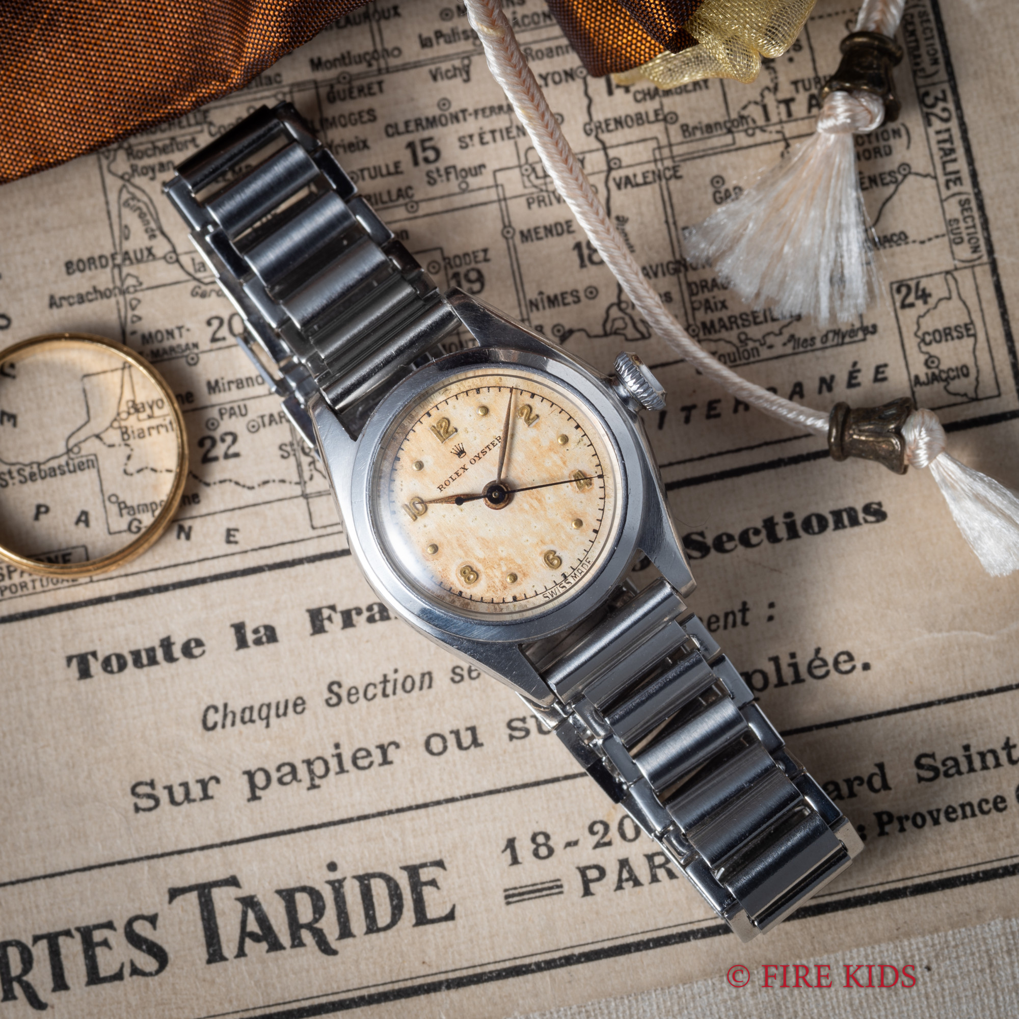 ロレックス レディース オイスター1947年製 飛びアラビアダイヤル 手巻 Ref.4271 社外バンブーブレス