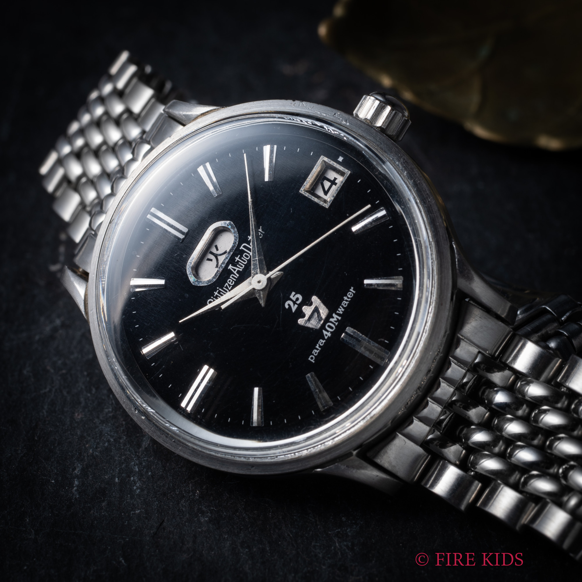 シチズン オートデーター7 ブラックダイヤル 1964年製 ブレス付き