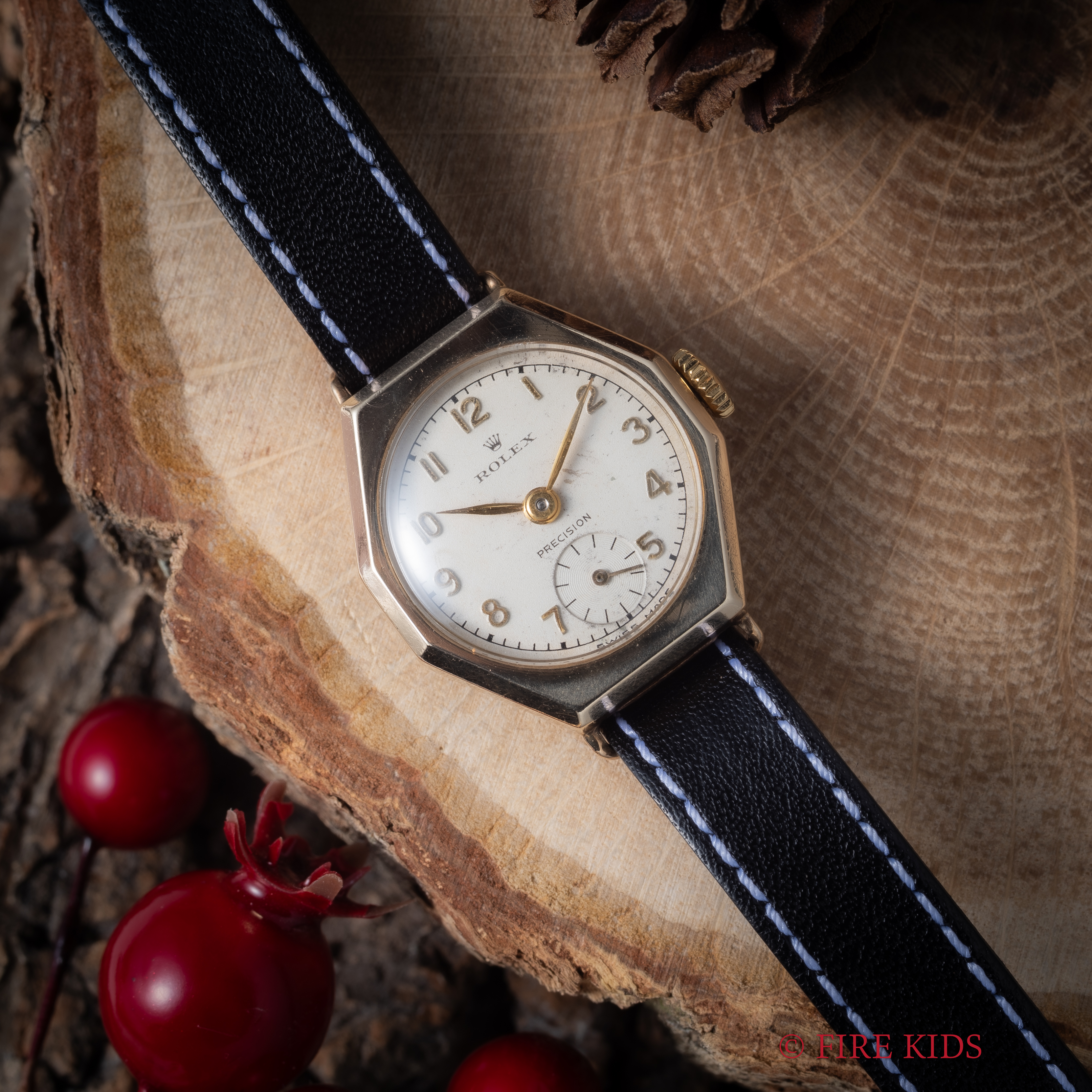 ロレックス レディース 9金イエローゴールド 手巻き 1930年代製 全アラビア スモールセコンド オクタゴンケース