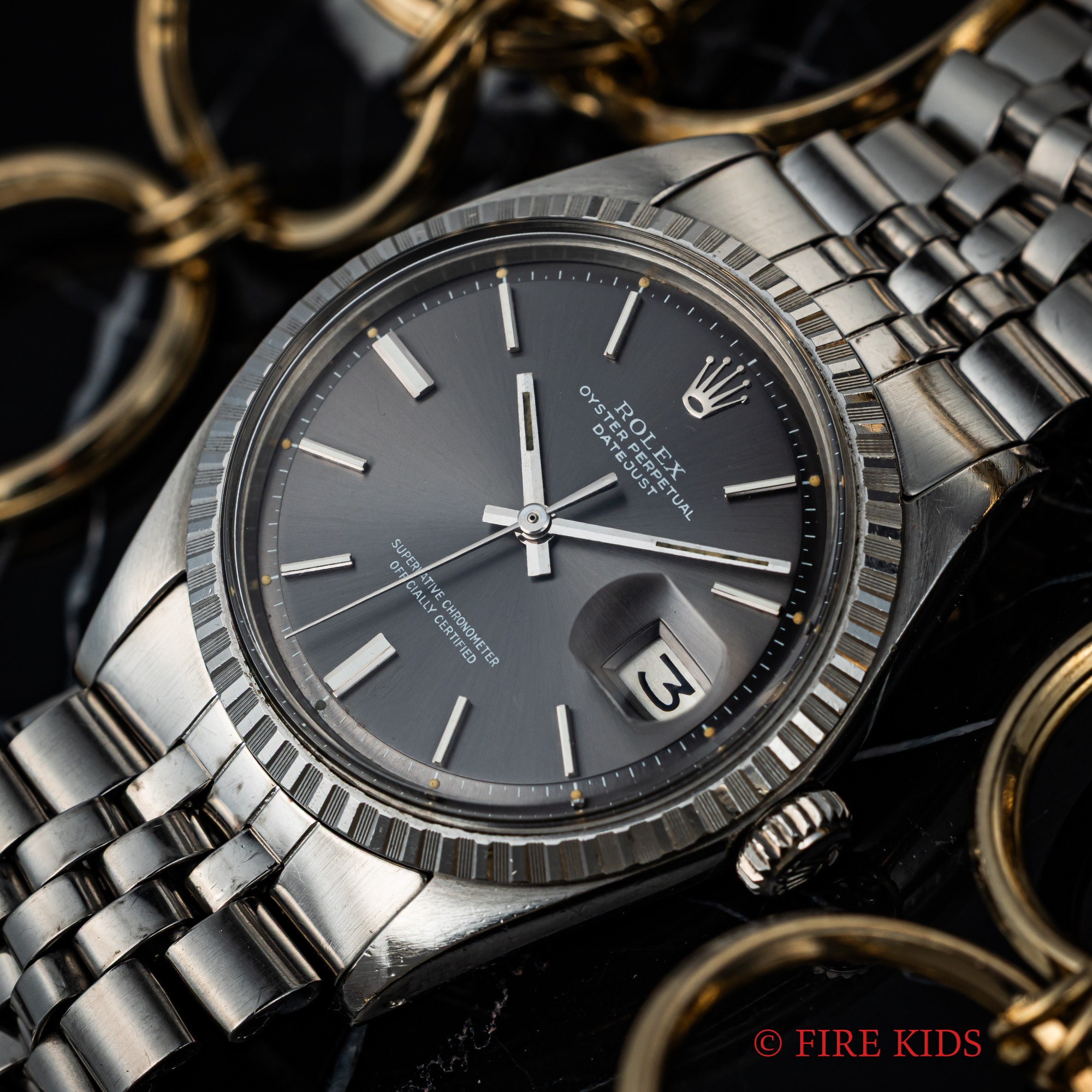 ロレックス デイトジャスト グレーダイヤル Ref.1603 1971年製 Cal.1570ハック付き 73年ギャラ、クロノメーター証付き