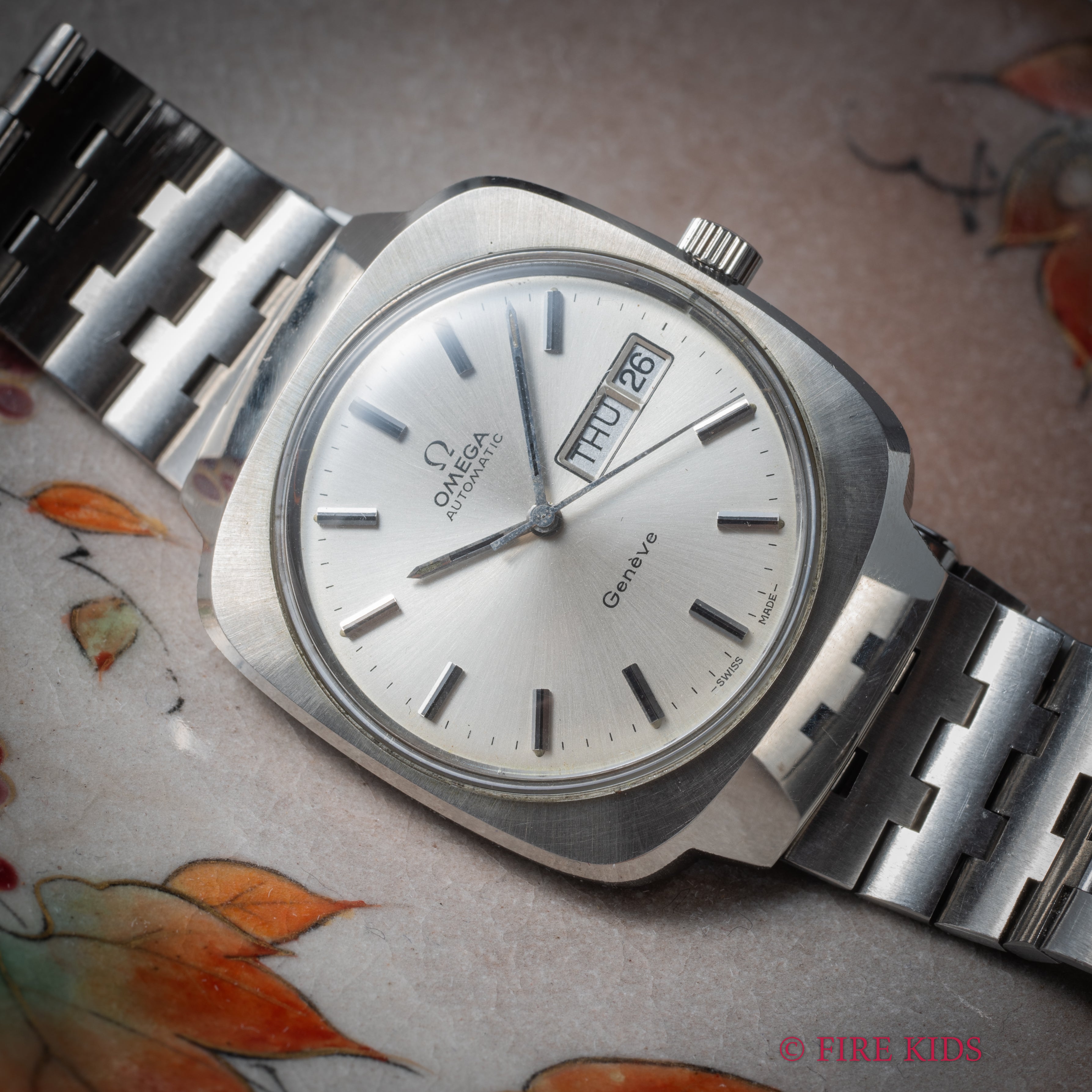 オメガ ジュネーブ 1973年製 デイデイト ハイビート自動巻  Cal.1022 純正ステンレスブレス