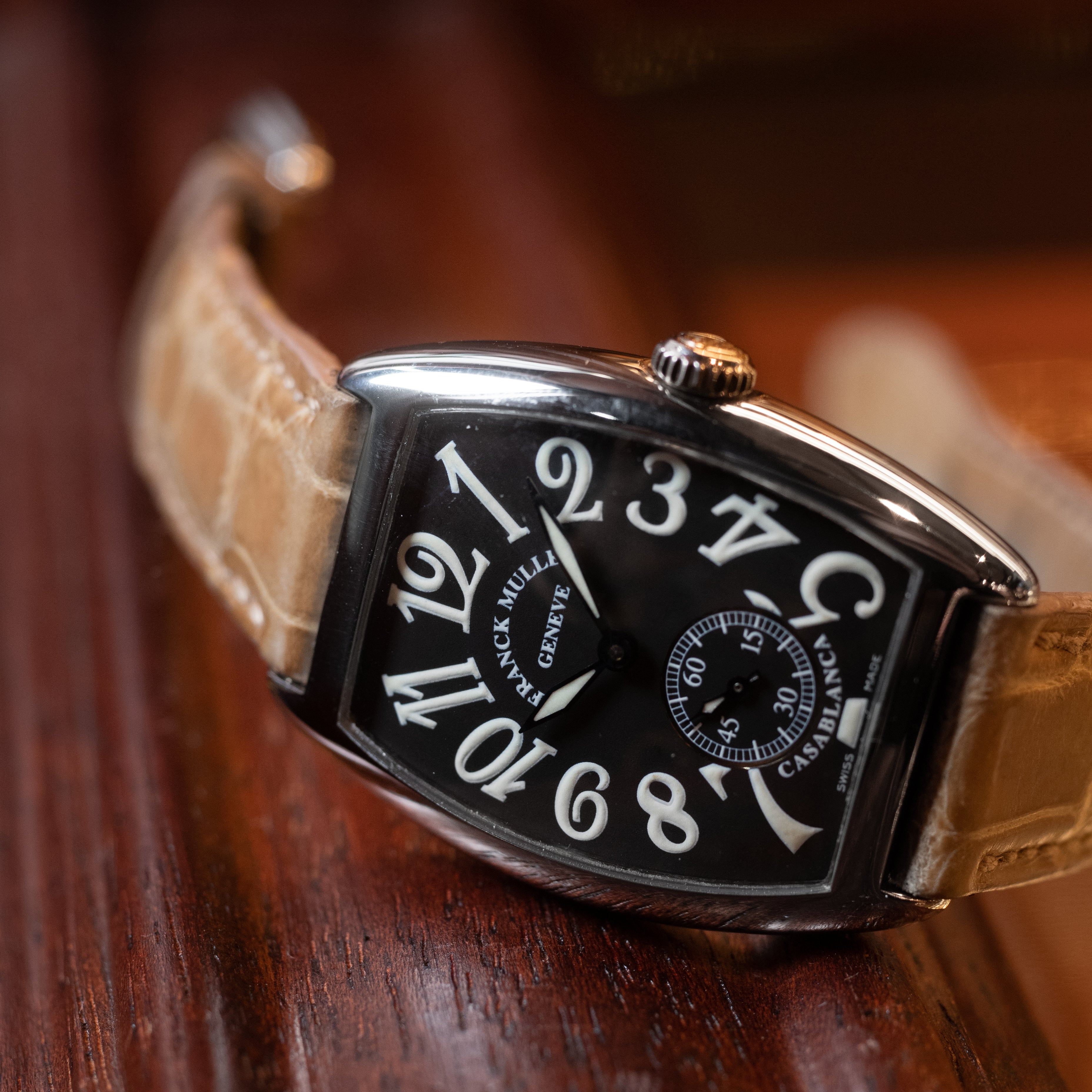 フランクミュラー カサブランカ 手巻き ステンレスケース 1990年代 箱、革ベルト付き