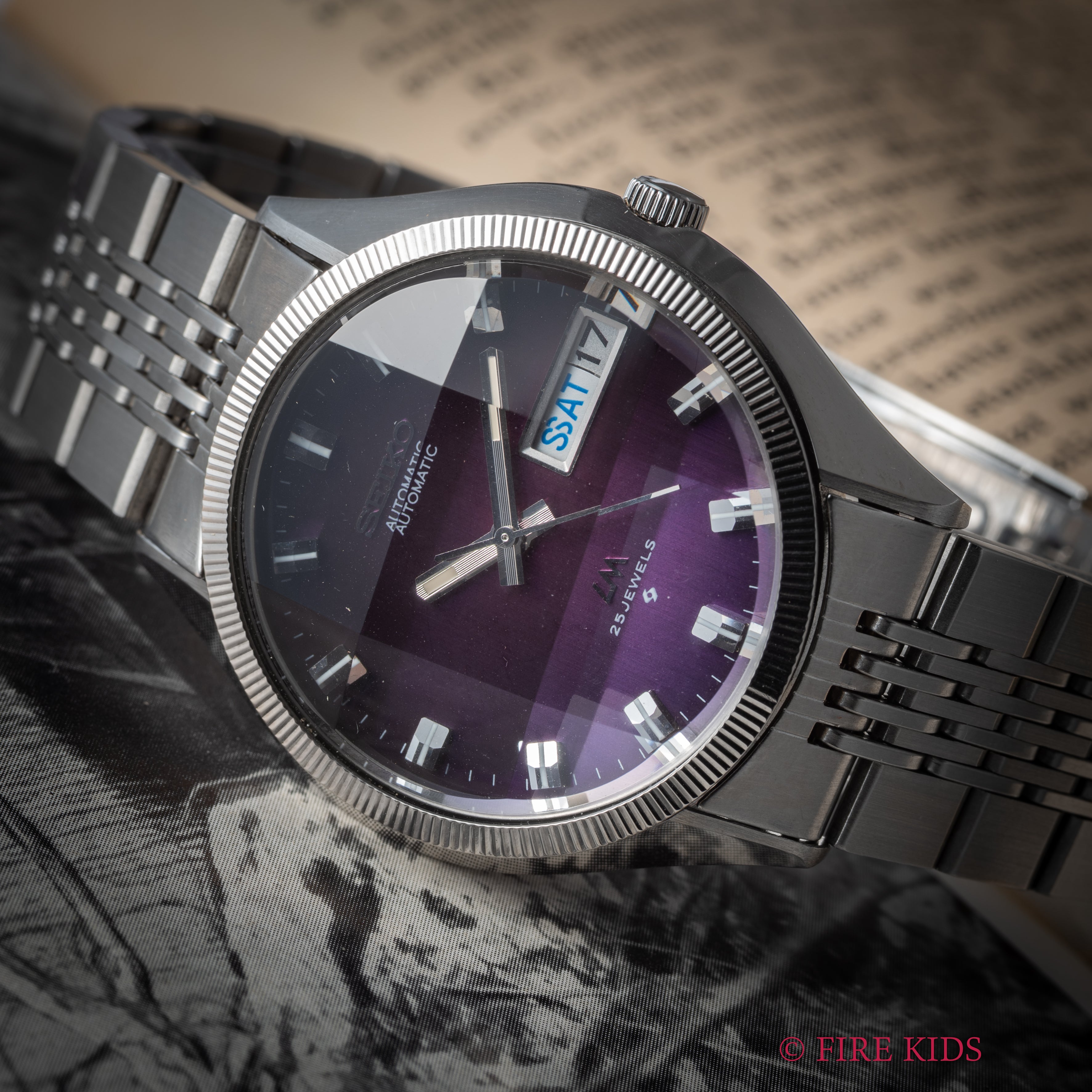 セイコー ロードマチック Ref.5606-7330 1974年製 カットガラス パープルダイヤル 純正ブレス