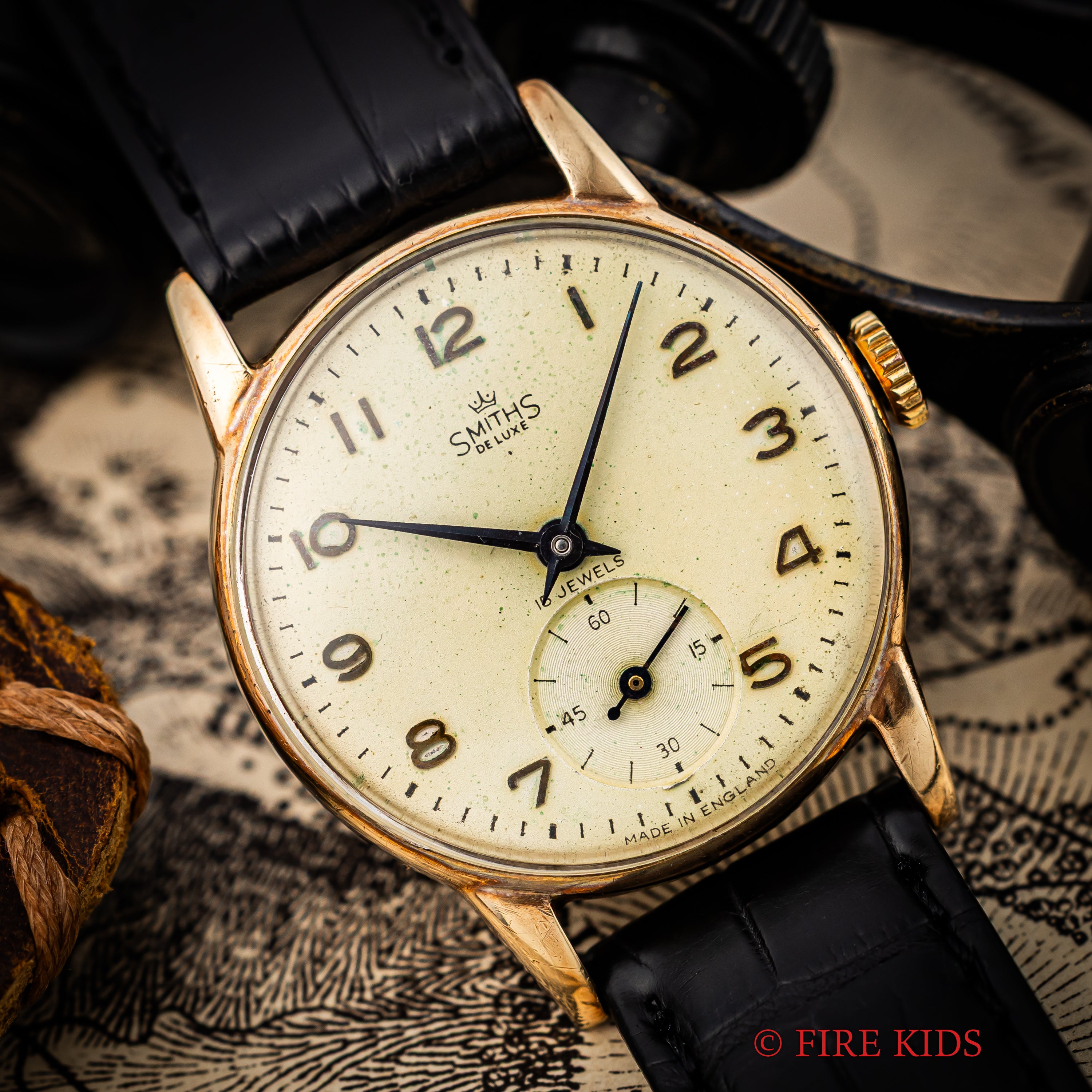 スミス 9金無垢デラックス 1957年製 スモールセコンド手巻 アラビアダイヤル イギリス製