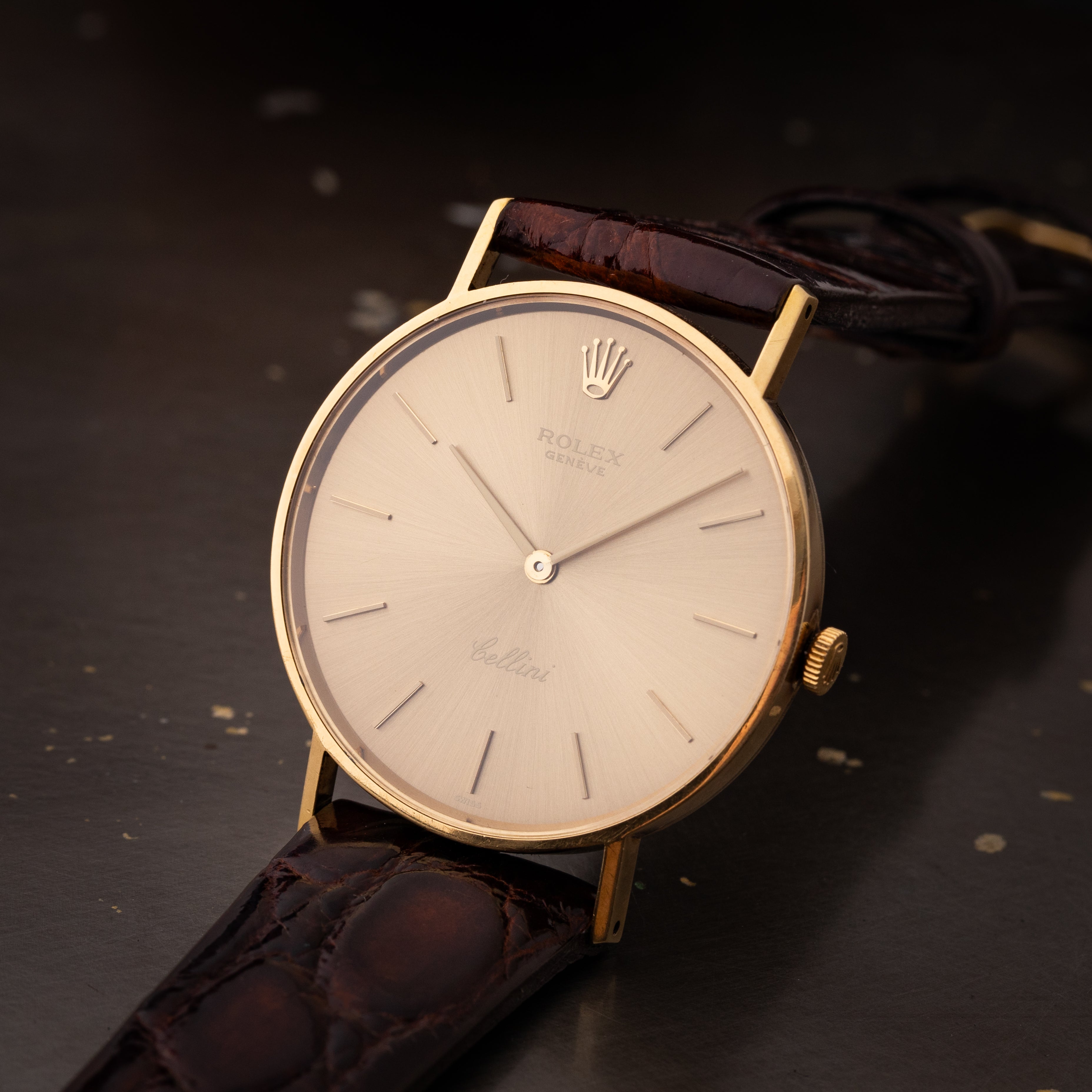 ロレックス チェリーニ グレーダイヤル 金無垢 純正尾錠付き 1970年代製