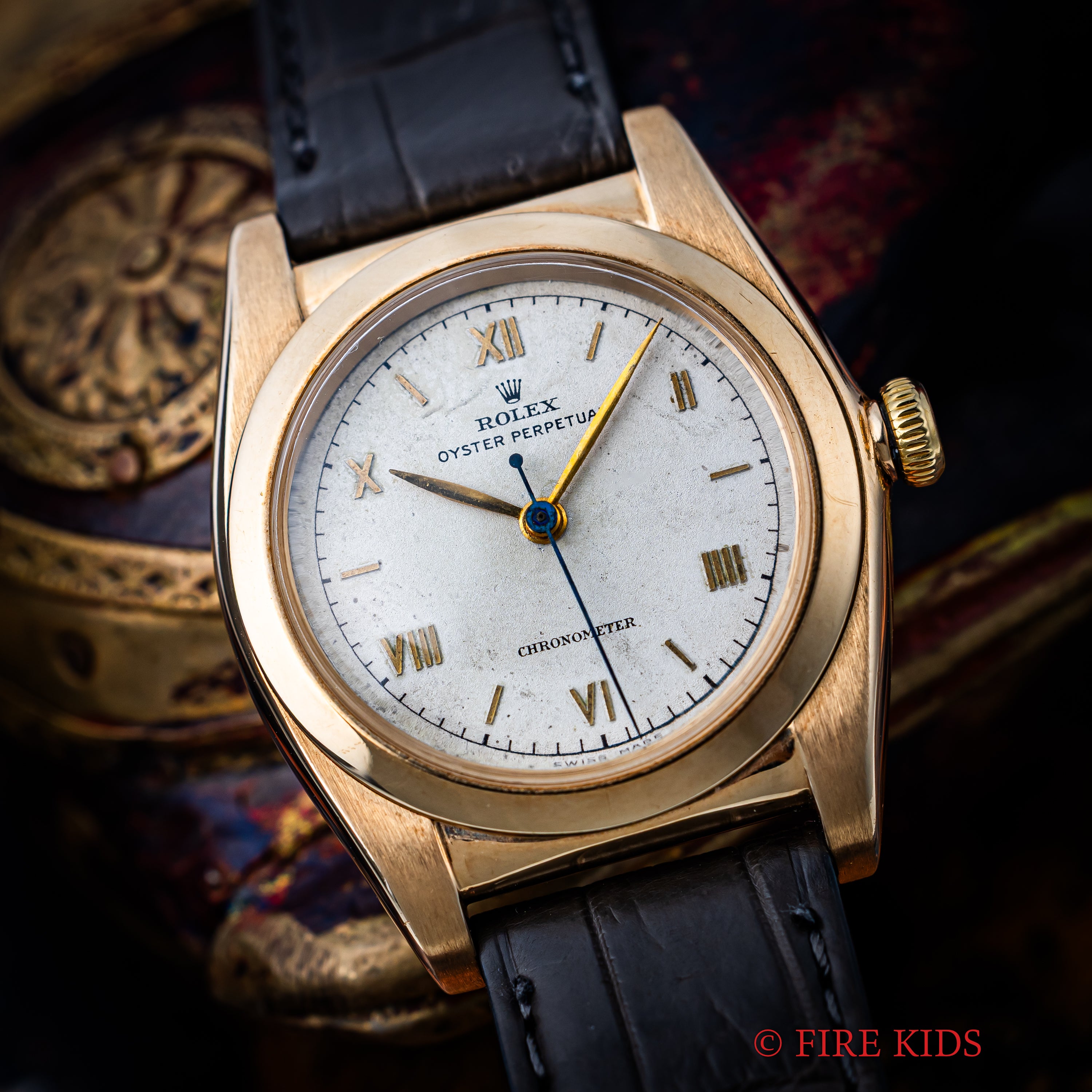 ロレックス 14金無垢バブルバック 1946年製 Ref.3131 自動巻 飛びローマンダイヤル