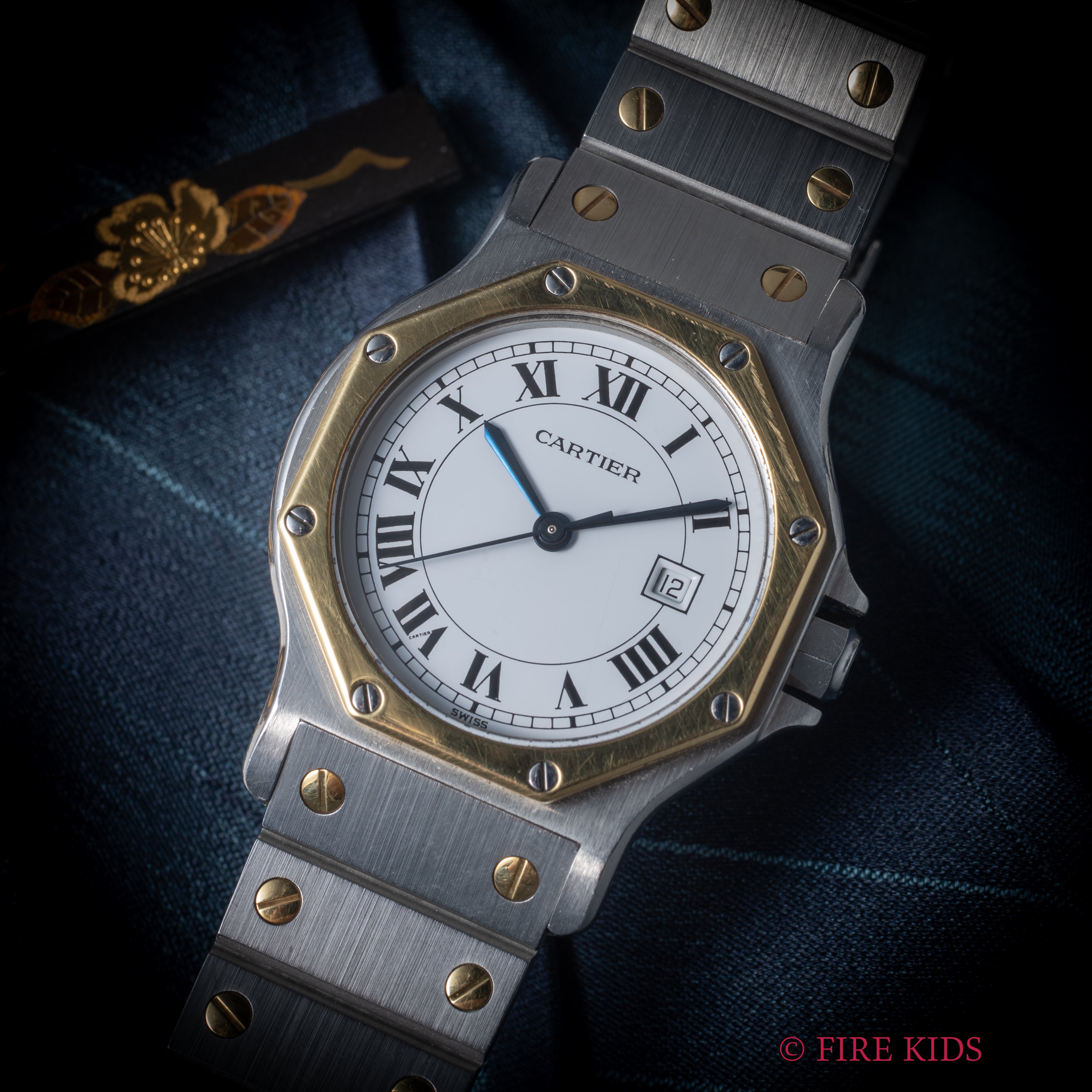 カルティエ サントスオクタゴン LMサイズ 1980年代製 自動巻 コンビ 純正ブレス