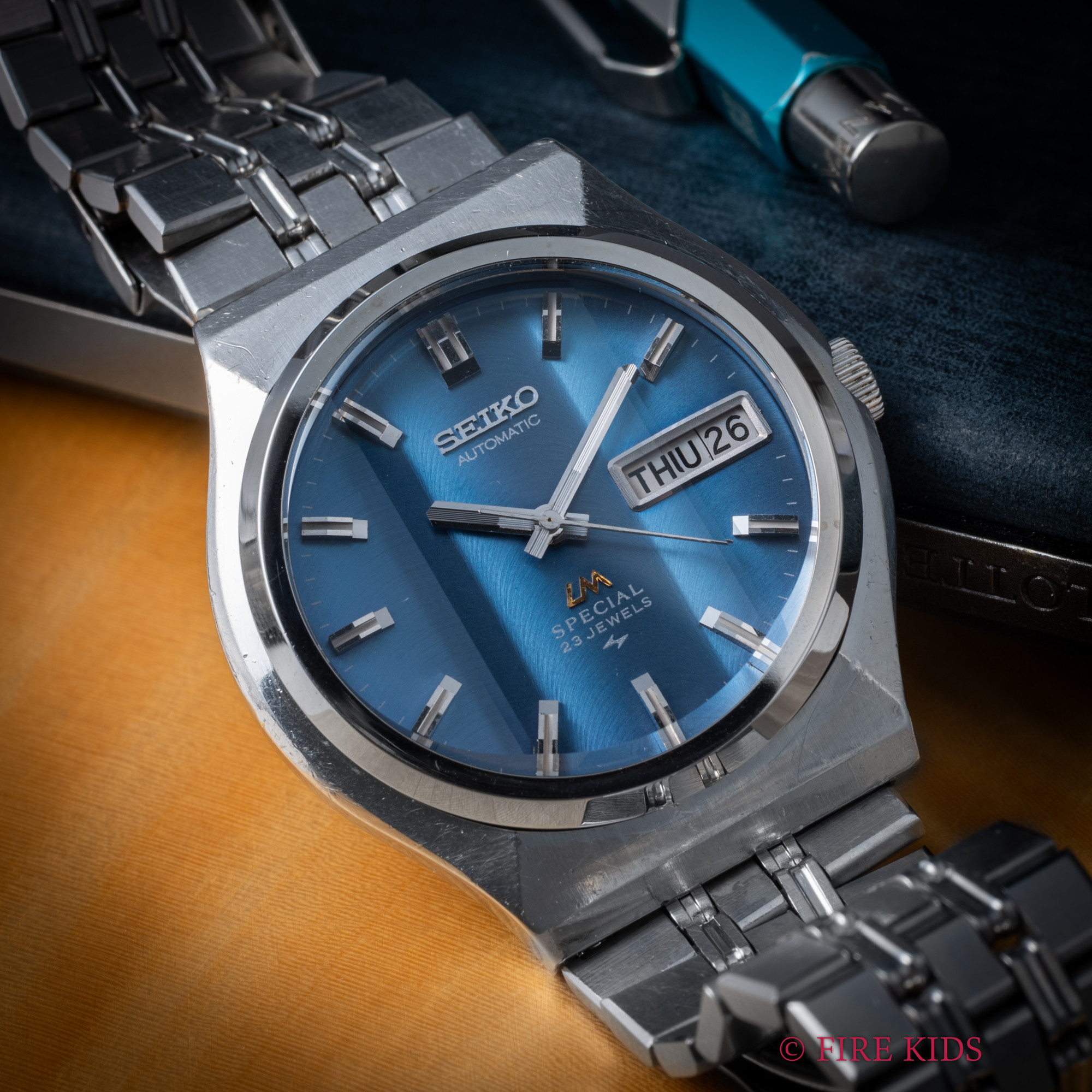 セイコー ロードマチックスペシャル カットガラス ブルーダイヤル 1974年製 純正ブレス デイデイト 漢字曜日