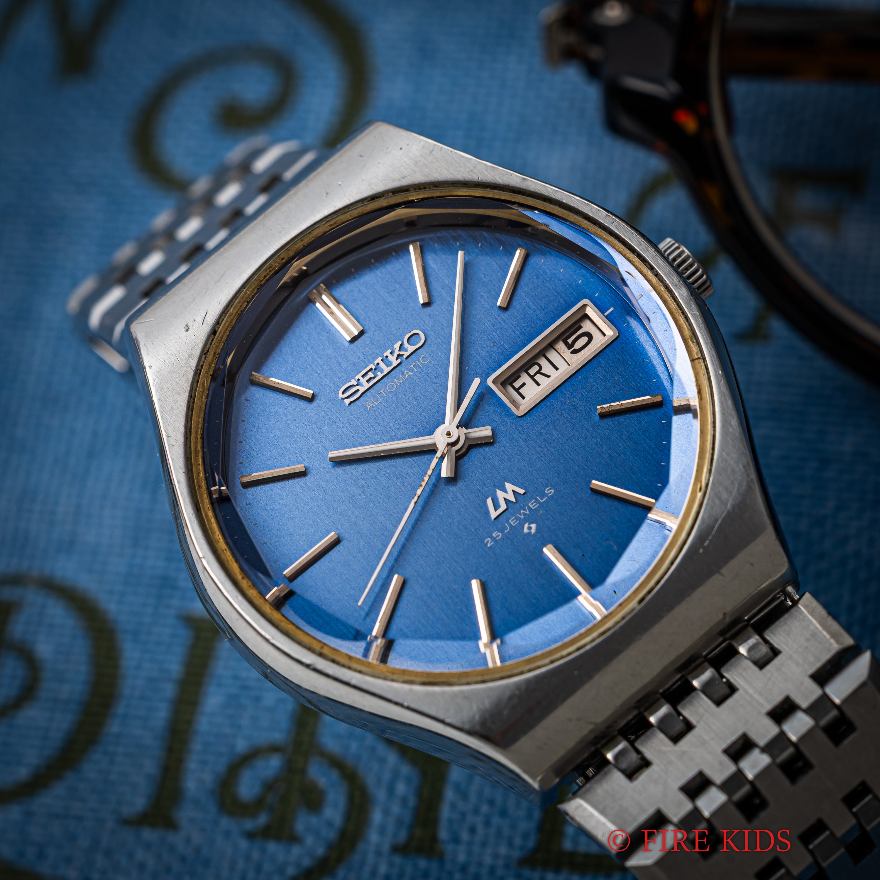 セイコー ロードマチック 1975年製 ブルーダイヤル カットガラス Ref.5606-8100 純正ブレス